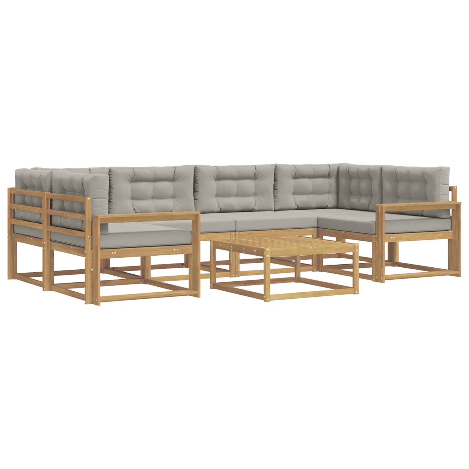 Buiten bankenset met kussen 5 pcs Wit en Lichtgrijs is nu te koop bij PeponiXL, paradijselijk wonen!