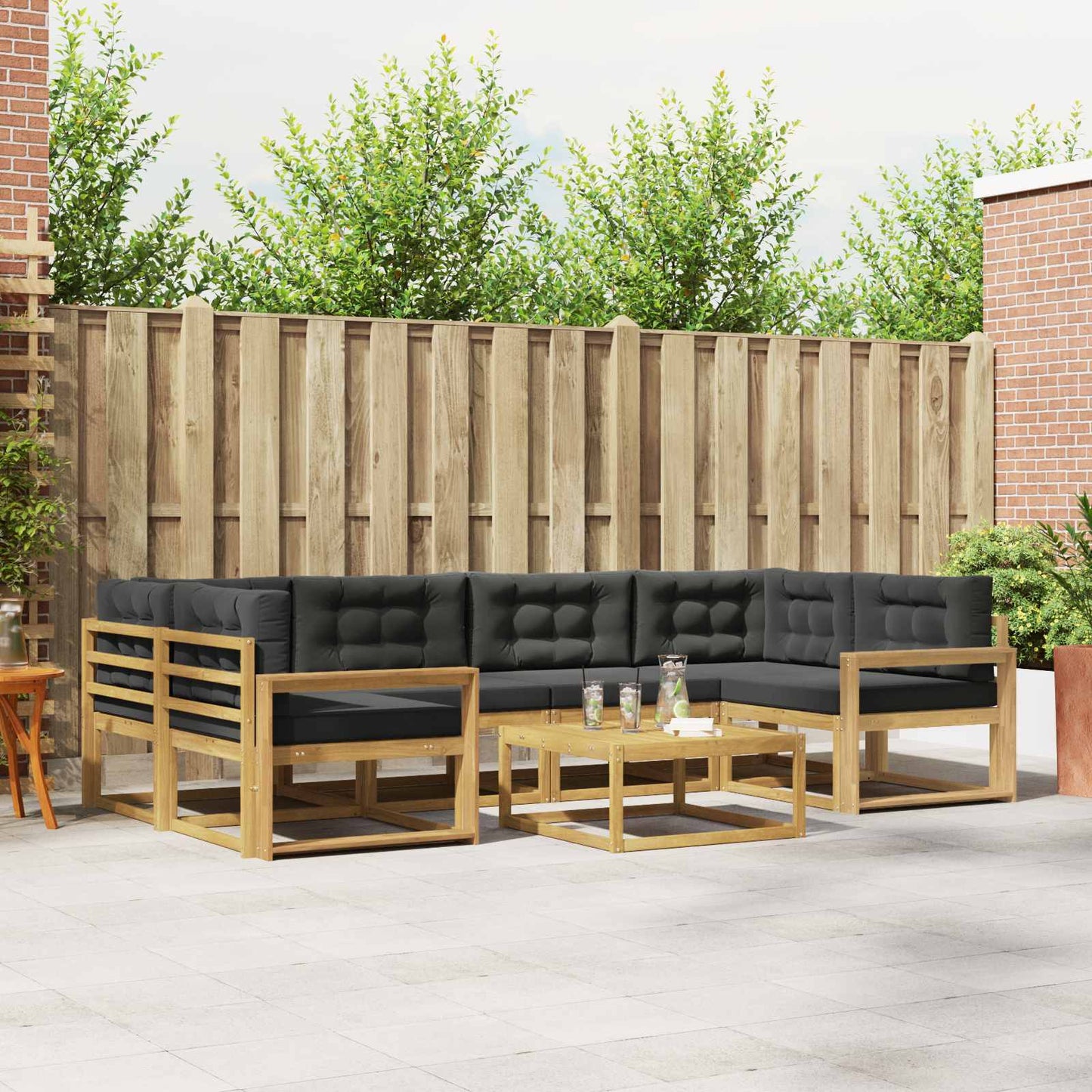 Buiten bankenset met kussen 5 pcs Wit en antracietkleurig is nu te koop bij PeponiXL, paradijselijk wonen!