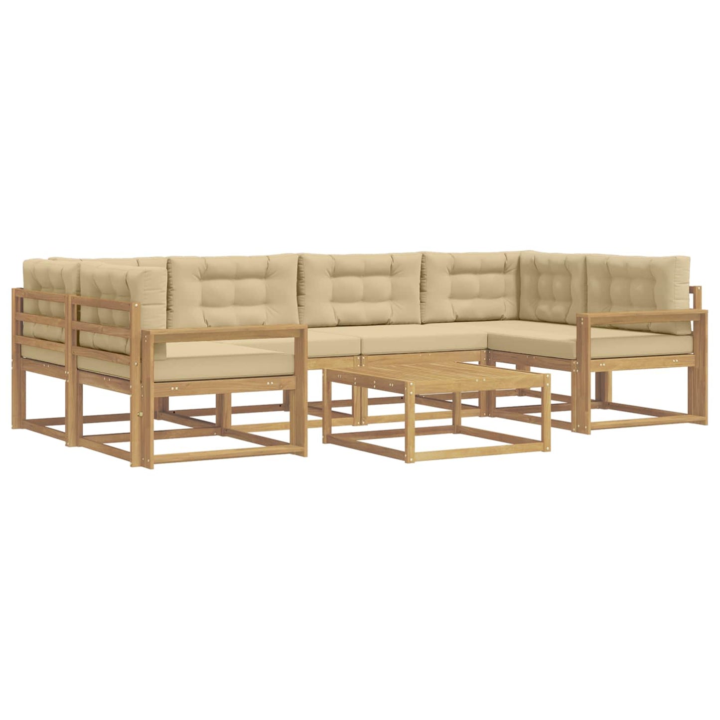 Buiten bankenset met kussen 5 pcs Wit en Beige is nu te koop bij PeponiXL, paradijselijk wonen!