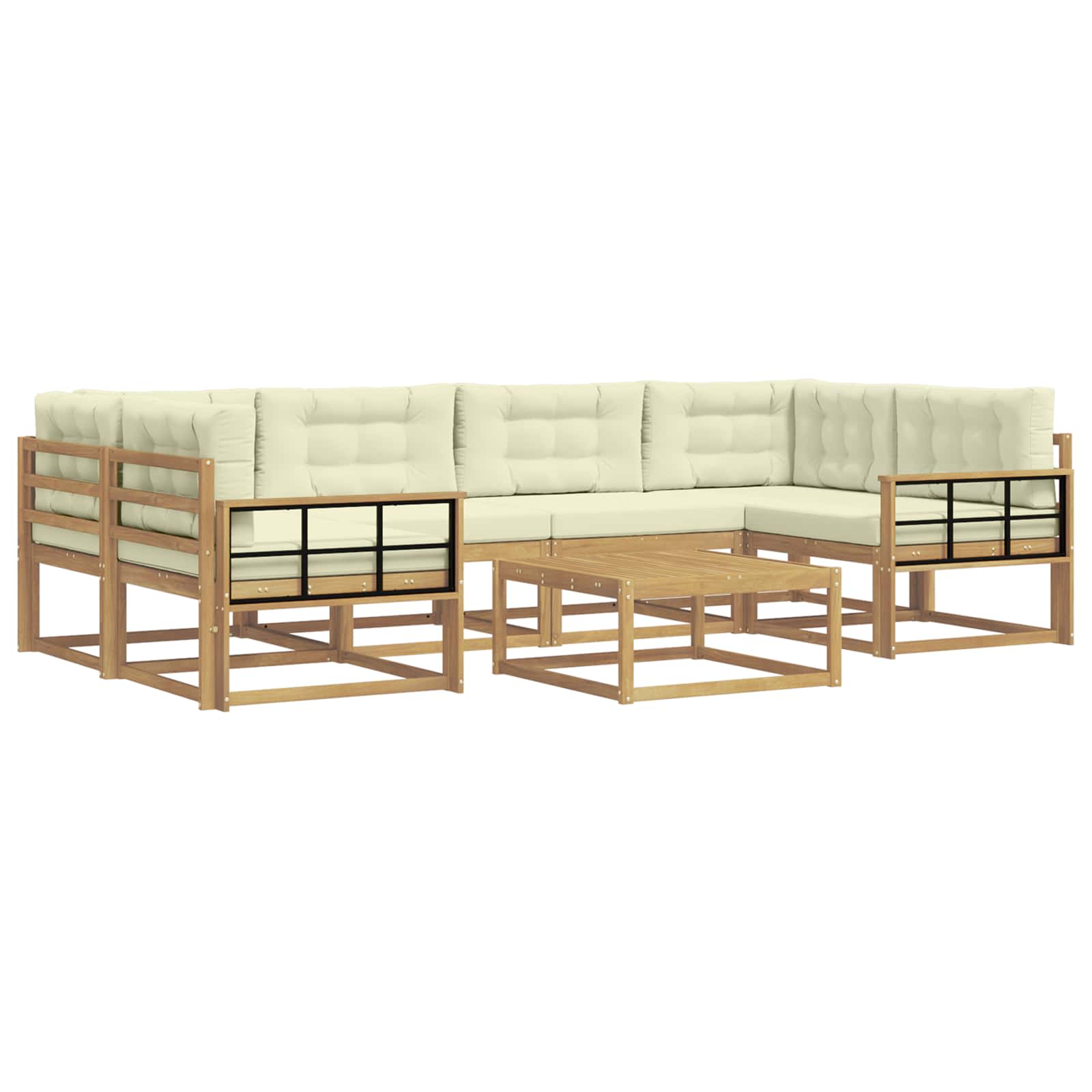 Buiten bankenset met kussen 5 pcs Wit en crèmekleurig is nu te koop bij PeponiXL, paradijselijk wonen!