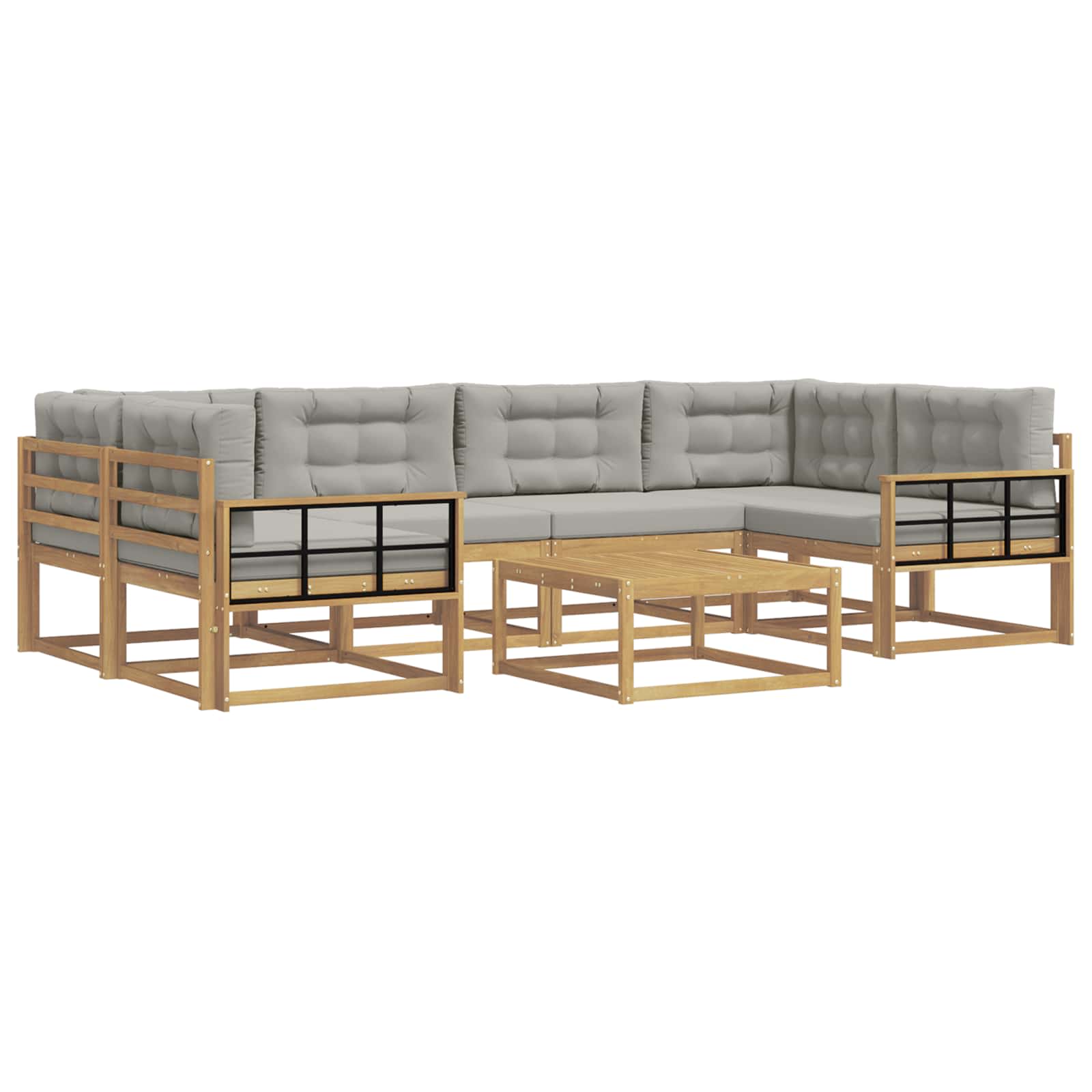 Buiten bankenset met kussen 5 pcs Wit en Lichtgrijs is nu te koop bij PeponiXL, paradijselijk wonen!