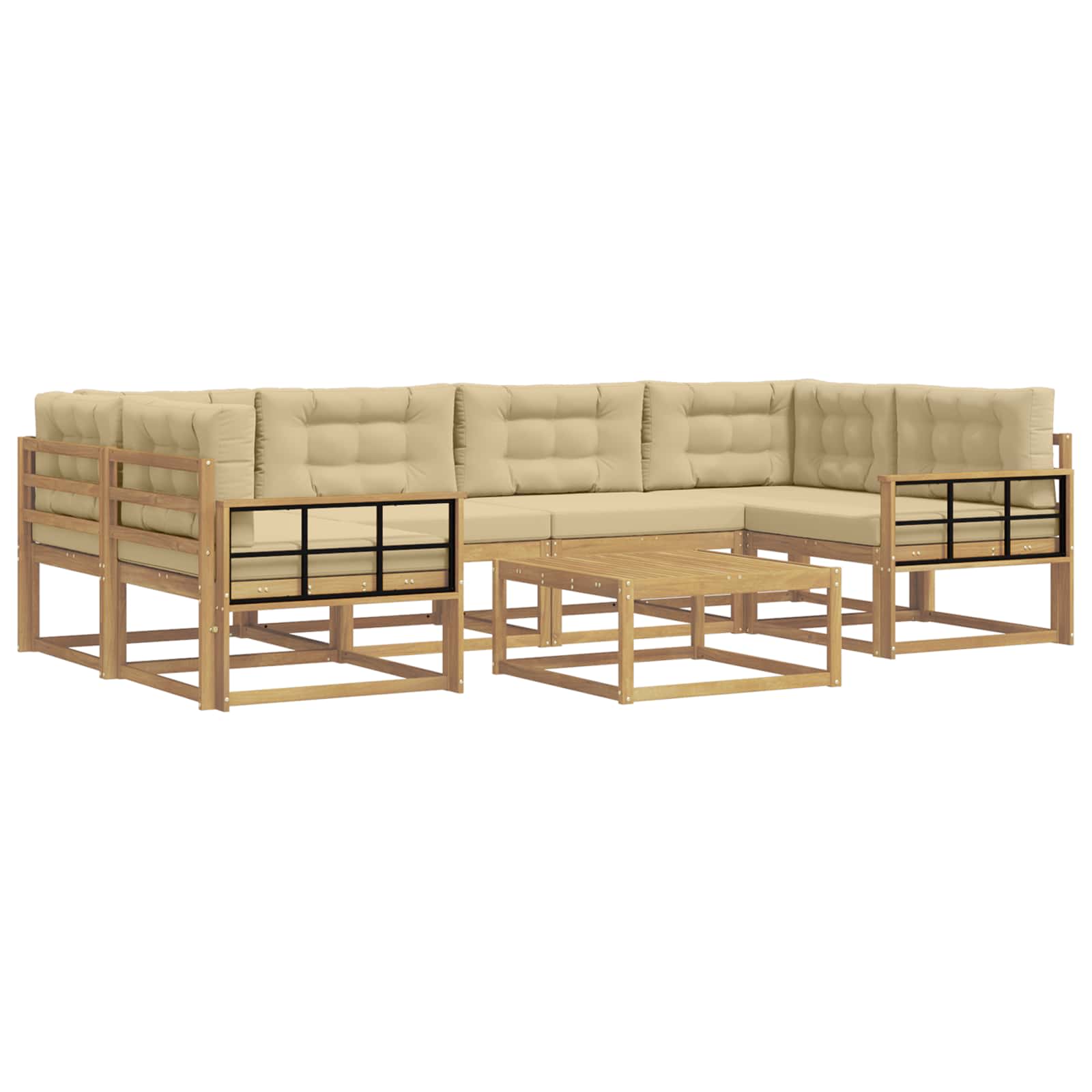 Buiten bankenset met kussen 5 pcs Wit en Beige is nu te koop bij PeponiXL, paradijselijk wonen!