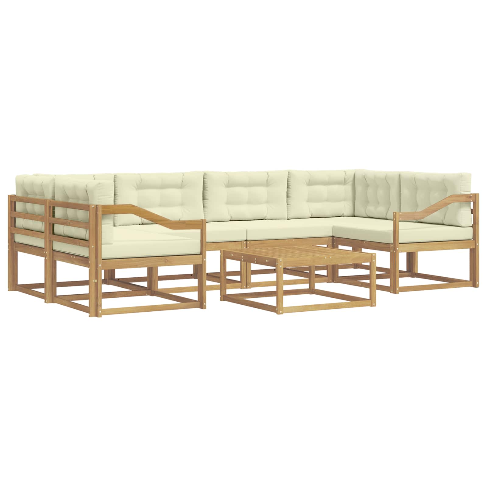 Buiten bankenset met kussen 5 pcs Wit en crèmekleurig is nu te koop bij PeponiXL, paradijselijk wonen!
