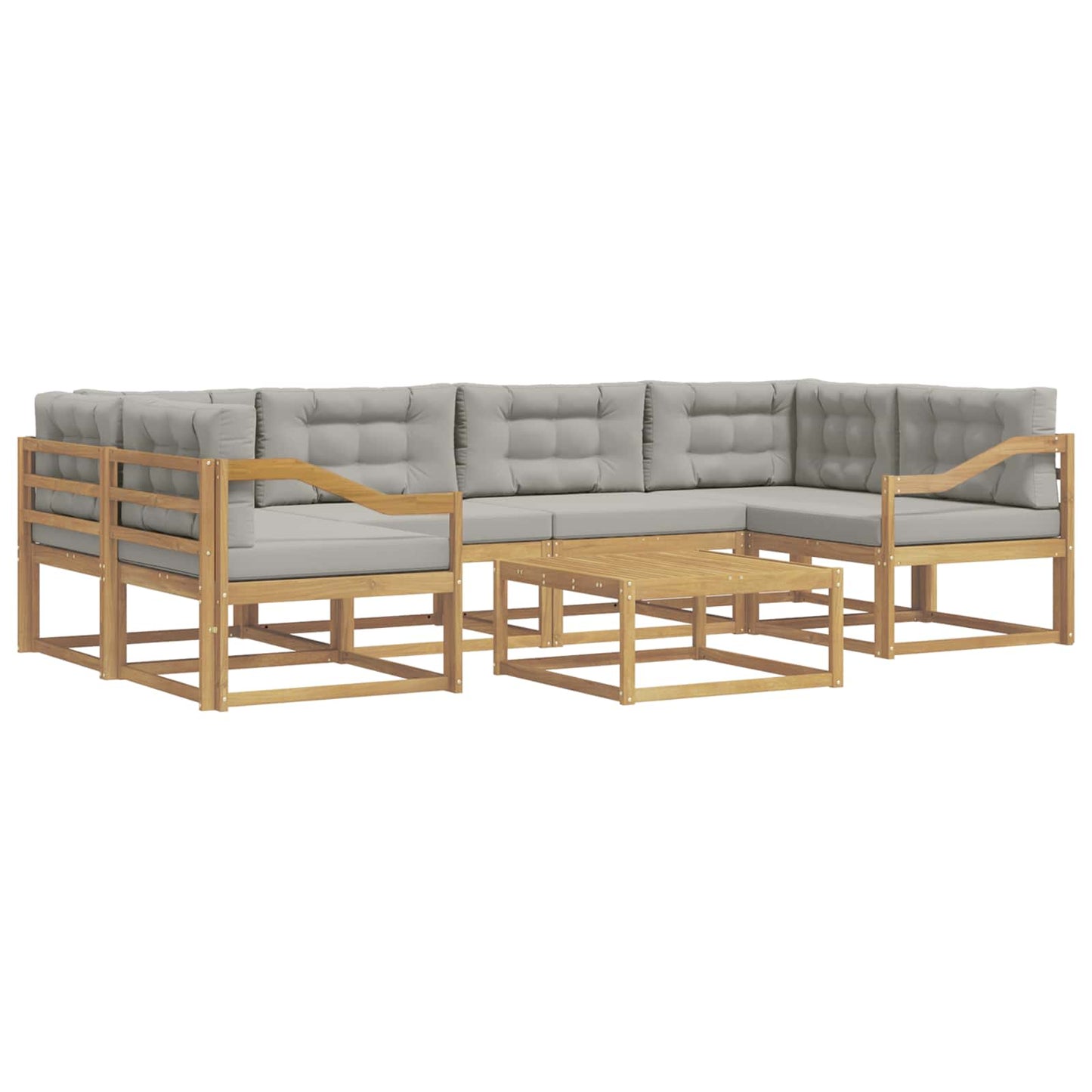 Buiten bankenset met kussen 5 pcs Wit en Lichtgrijs is nu te koop bij PeponiXL, paradijselijk wonen!