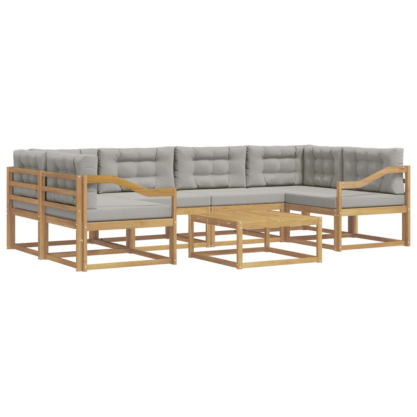 Buiten bankenset met kussen 5 pcs Wit en Lichtgrijs is nu te koop bij PeponiXL, paradijselijk wonen!