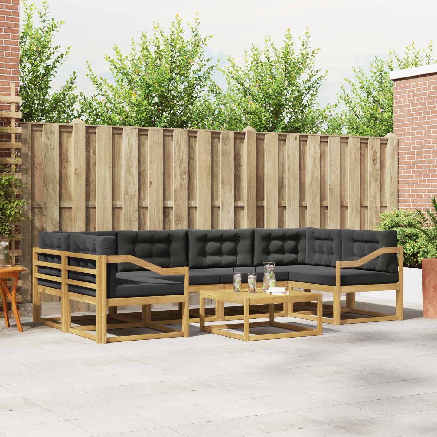 Buiten bankenset met kussen 5 pcs Wit en antracietkleurig is nu te koop bij PeponiXL, paradijselijk wonen!