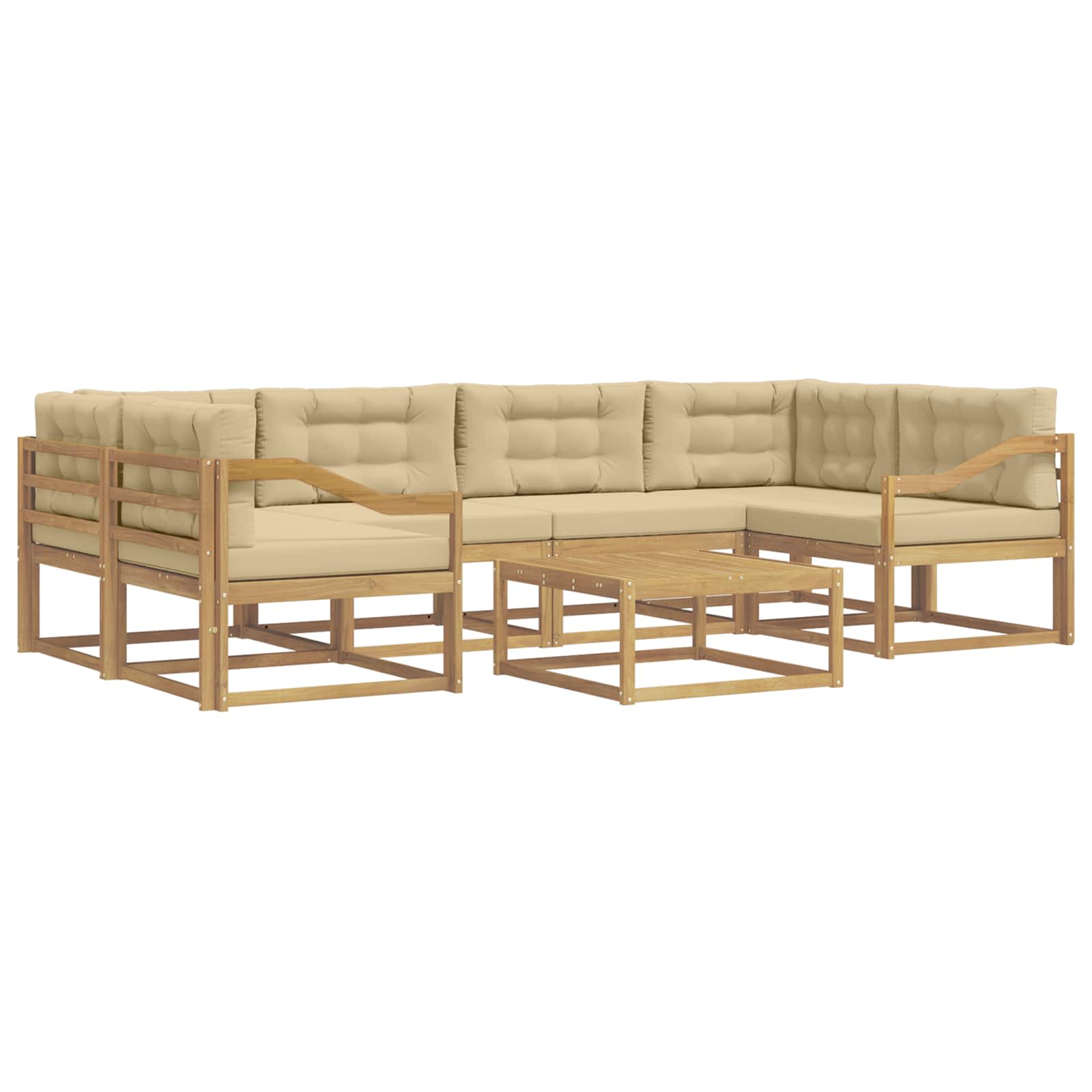 Buiten bankenset met kussen 5 pcs Wit en Beige is nu te koop bij PeponiXL, paradijselijk wonen!