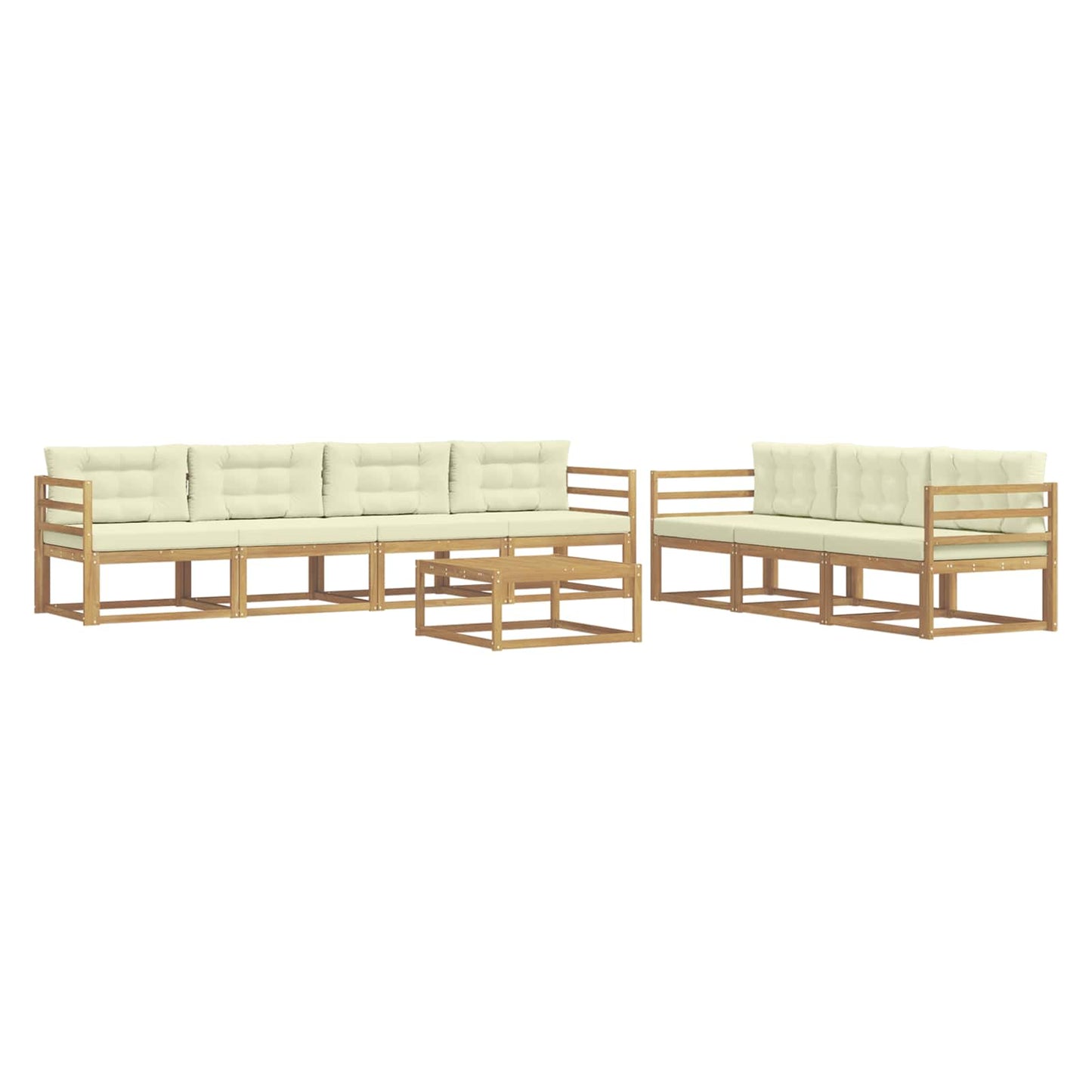 Buiten bankenset met kussen 7 pcs Wit en crèmekleurig is nu te koop bij PeponiXL, paradijselijk wonen!