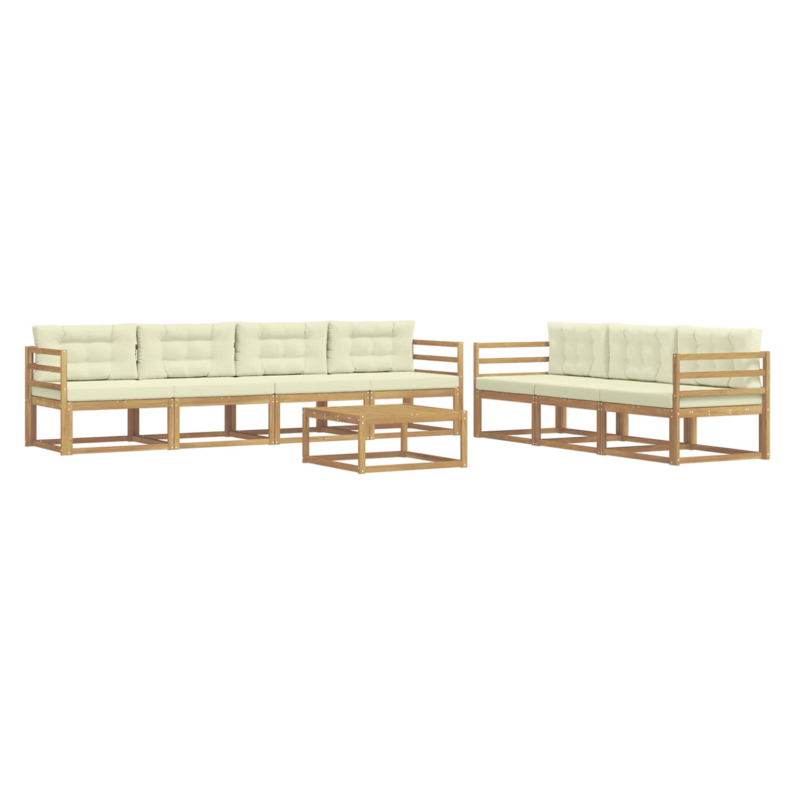 Buiten bankenset met kussen 7 pcs Wit en crèmekleurig is nu te koop bij PeponiXL, paradijselijk wonen!