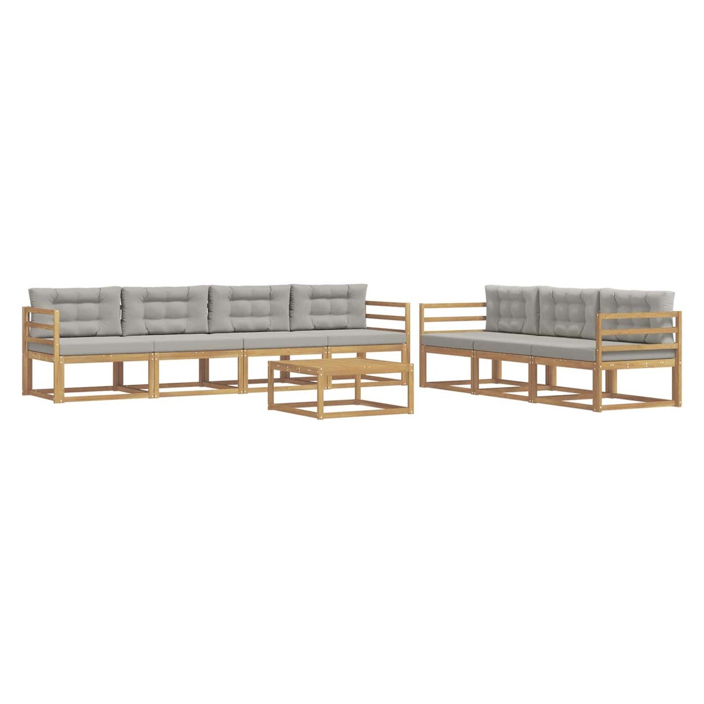 Buiten bankenset met kussen 7 pcs Wit en Lichtgrijs is nu te koop bij PeponiXL, paradijselijk wonen!