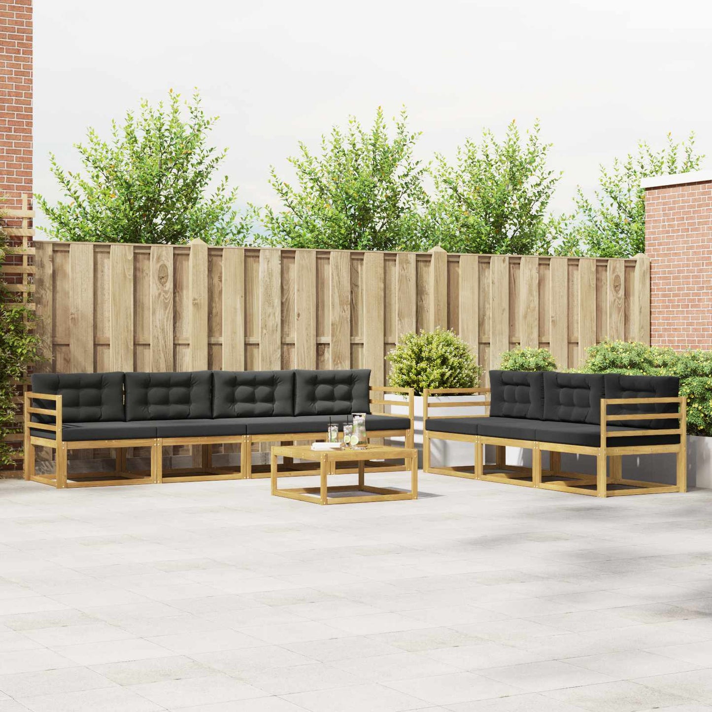 Buiten bankenset met kussen 7 pcs Wit en antracietkleurig is nu te koop bij PeponiXL, paradijselijk wonen!