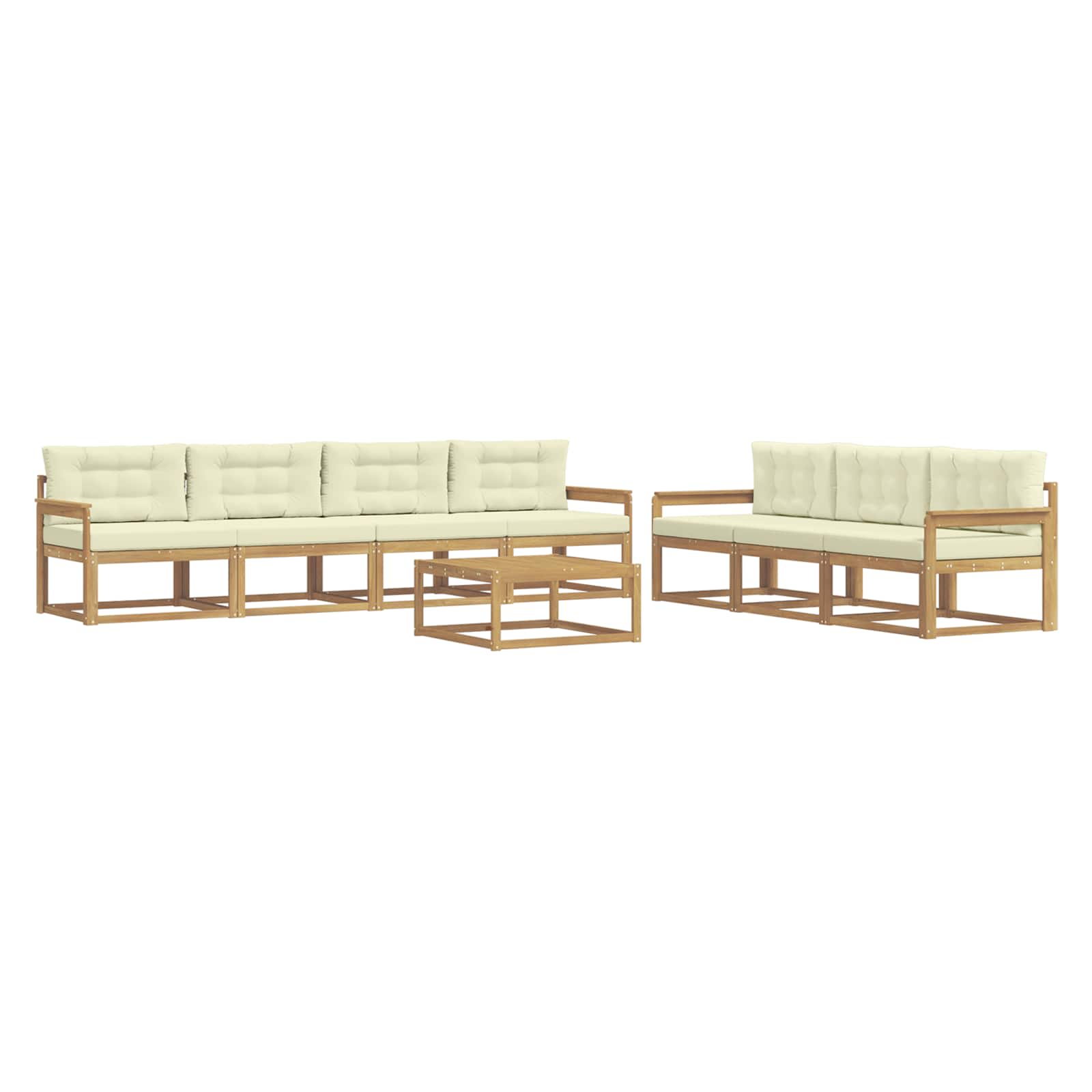 Buiten bankenset met kussen 7 pcs Wit en crèmekleurig is nu te koop bij PeponiXL, paradijselijk wonen!