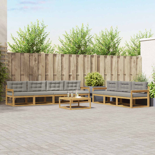 Buiten bankenset met kussen 7 pcs Wit en Lichtgrijs is nu te koop bij PeponiXL, paradijselijk wonen!