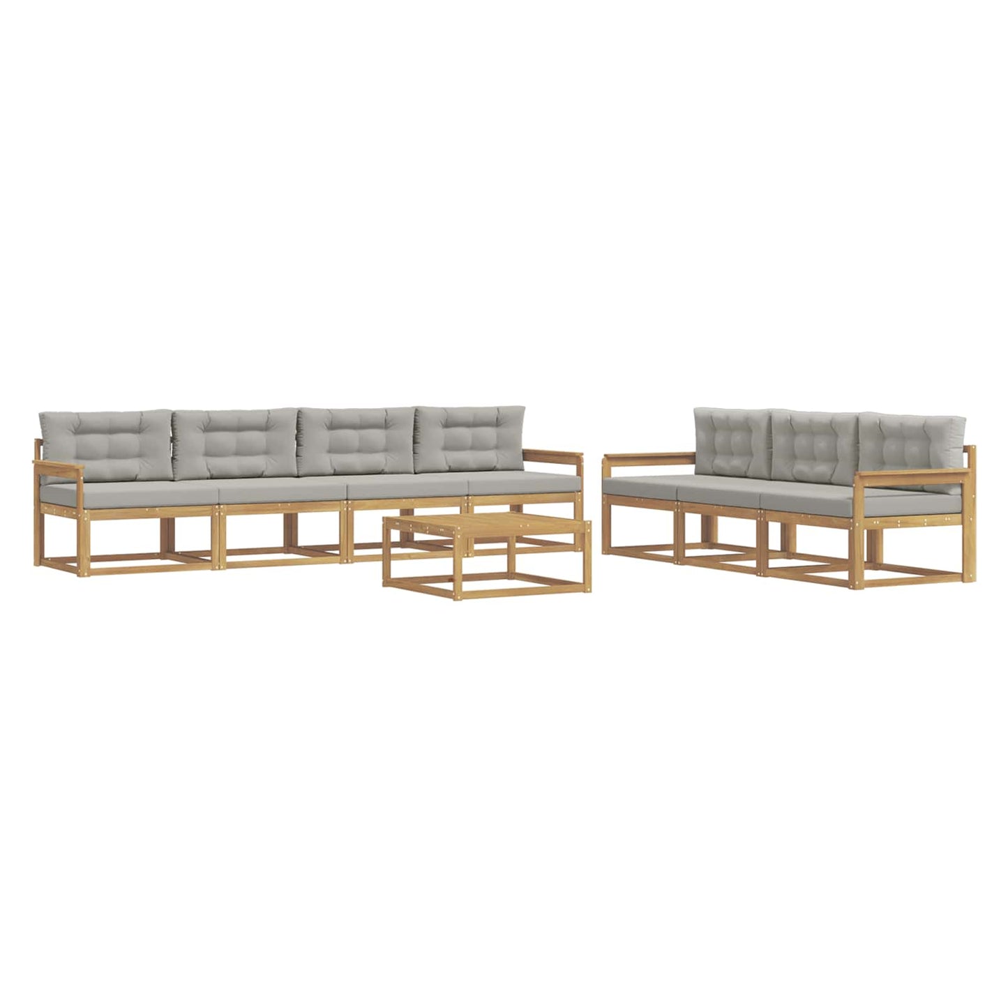 Buiten bankenset met kussen 7 pcs Wit en Lichtgrijs is nu te koop bij PeponiXL, paradijselijk wonen!