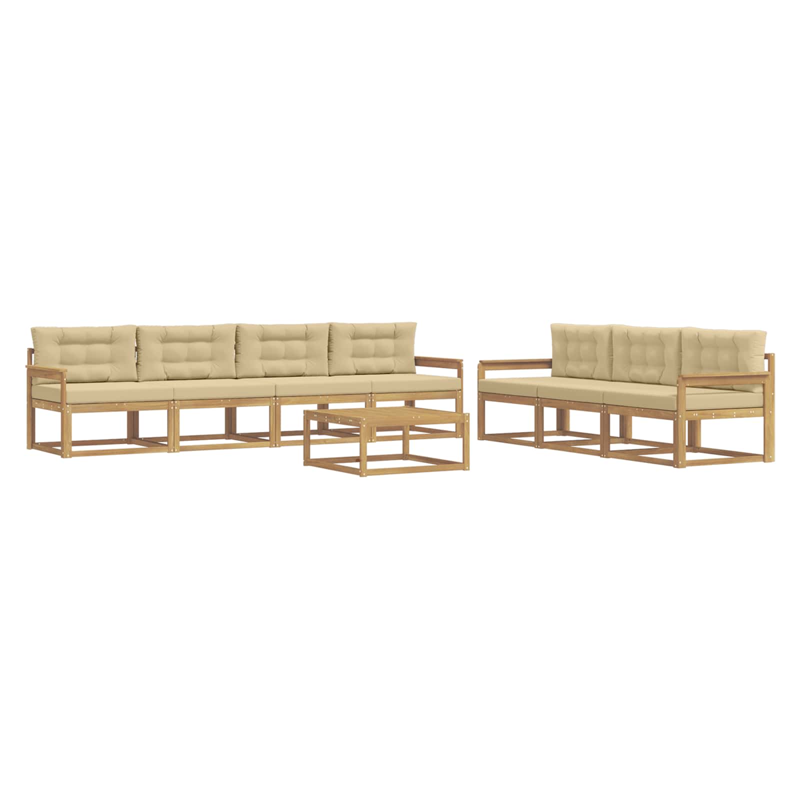 Buiten bankenset met kussen 7 pcs Wit en Beige is nu te koop bij PeponiXL, paradijselijk wonen!