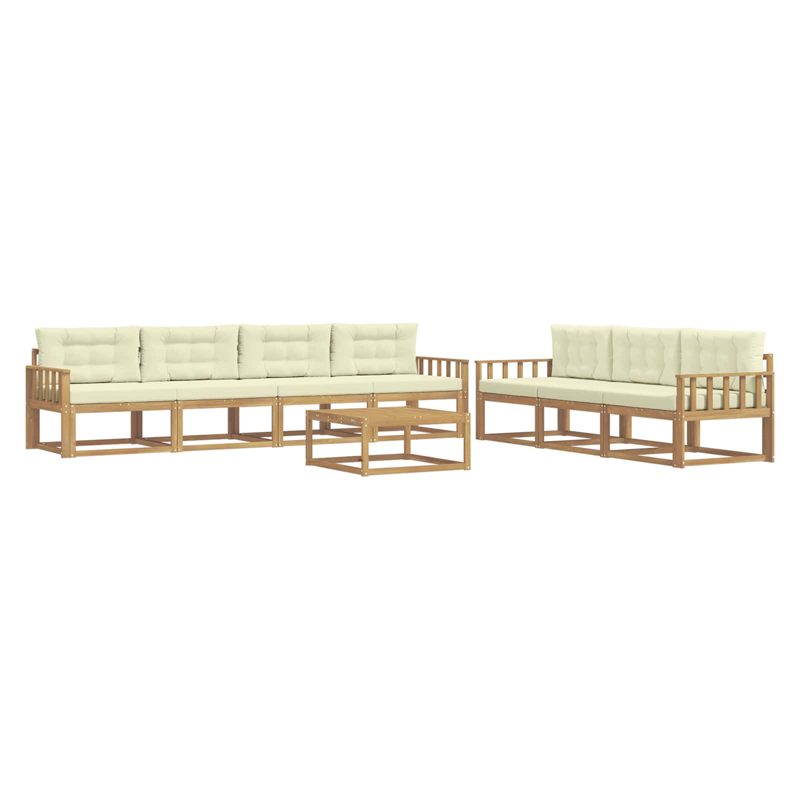 Buiten bankenset met kussen 7 pcs Wit en crèmekleurig is nu te koop bij PeponiXL, paradijselijk wonen!