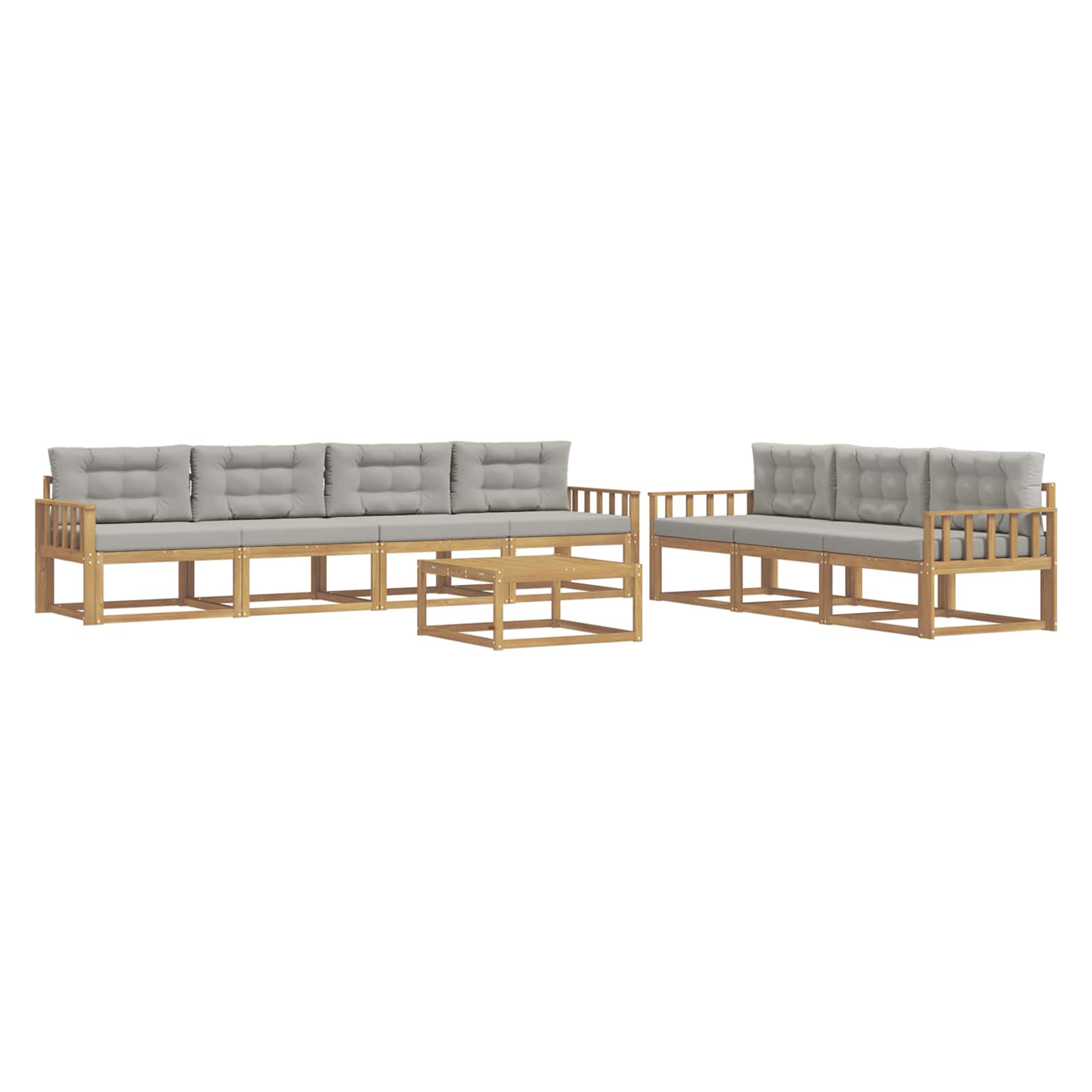 Buiten bankenset met kussen 7 pcs Wit en Lichtgrijs is nu te koop bij PeponiXL, paradijselijk wonen!