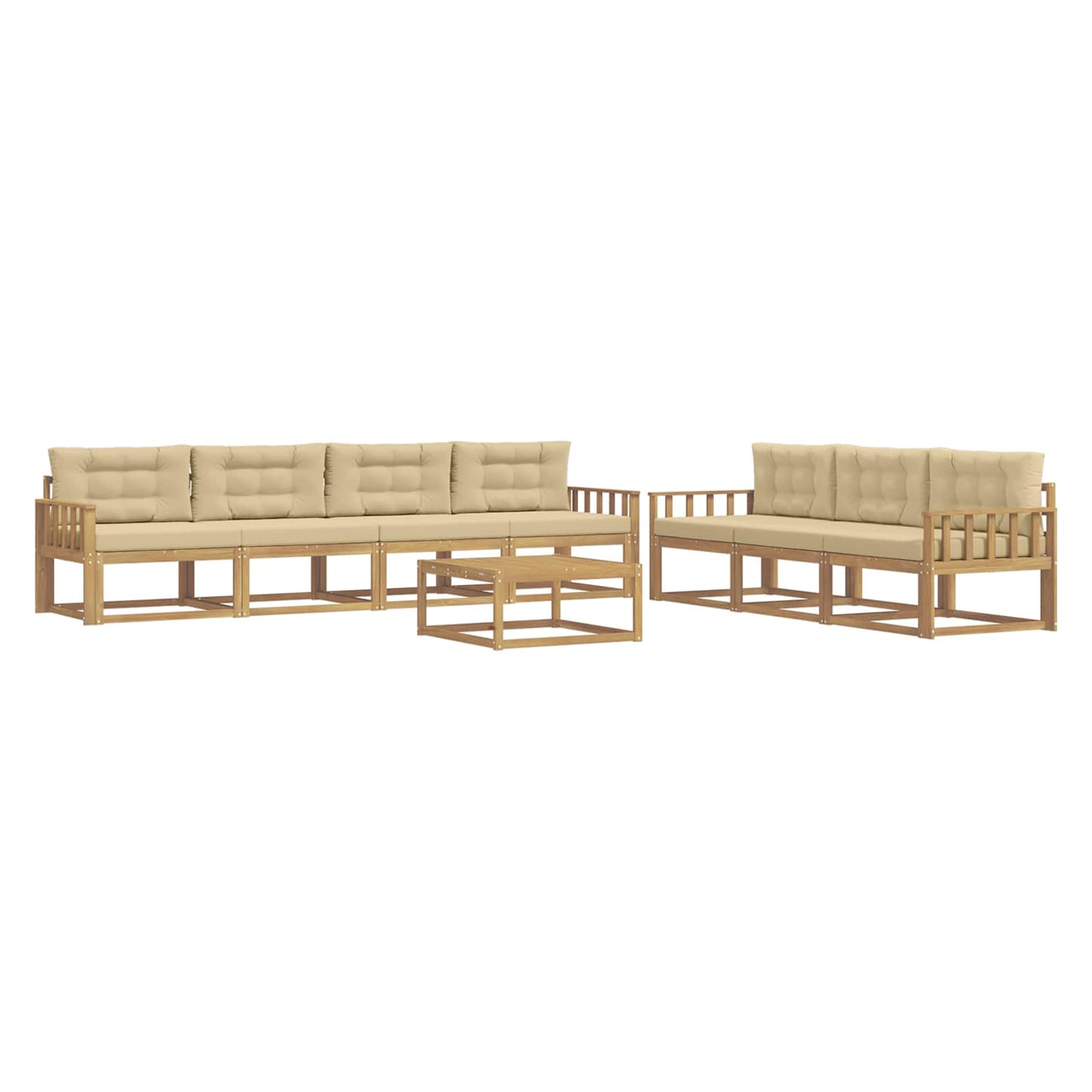 Buiten bankenset met kussen 7 pcs Wit en Beige is nu te koop bij PeponiXL, paradijselijk wonen!