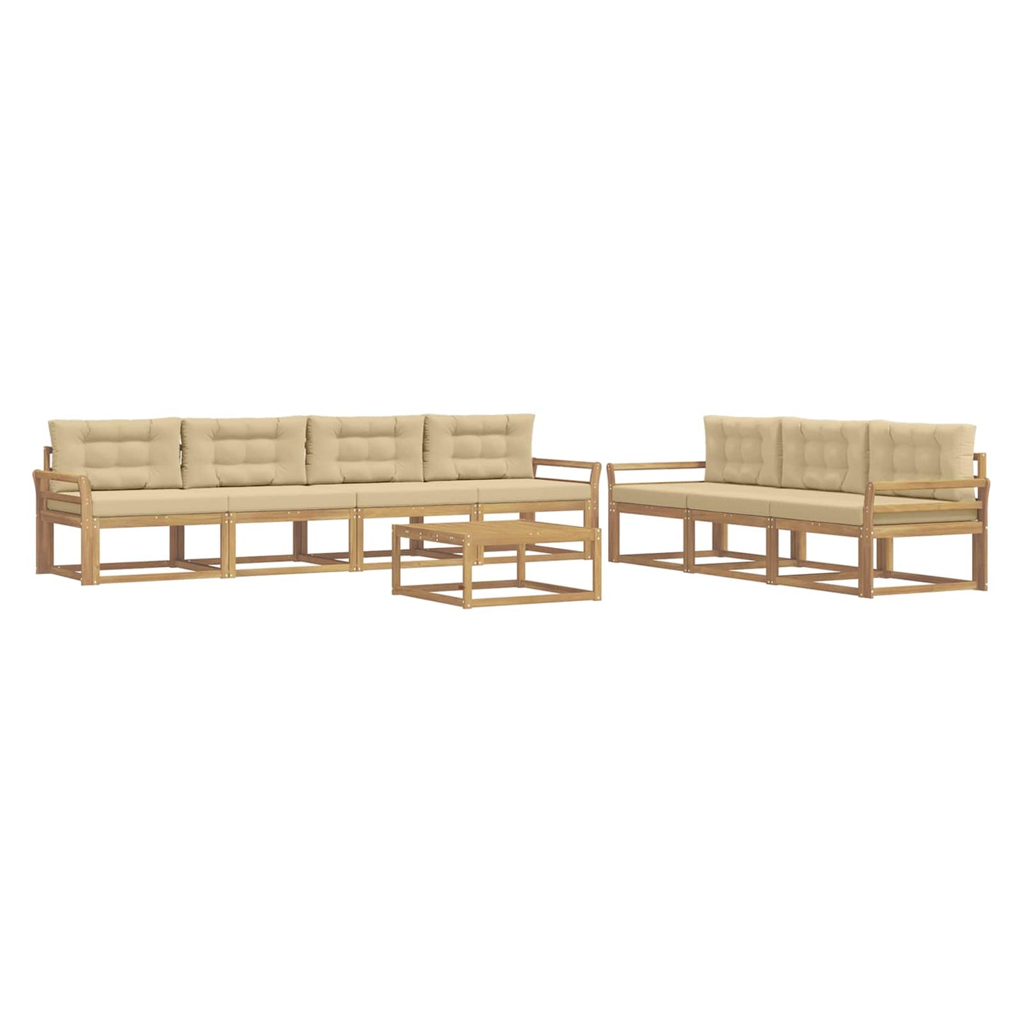 Buiten bankenset met kussen 7 pcs Wit en Beige is nu te koop bij PeponiXL, paradijselijk wonen!