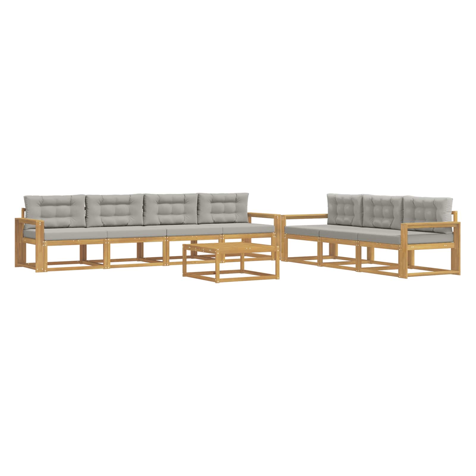 Buiten bankenset met kussen 7 pcs Wit en Lichtgrijs is nu te koop bij PeponiXL, paradijselijk wonen!