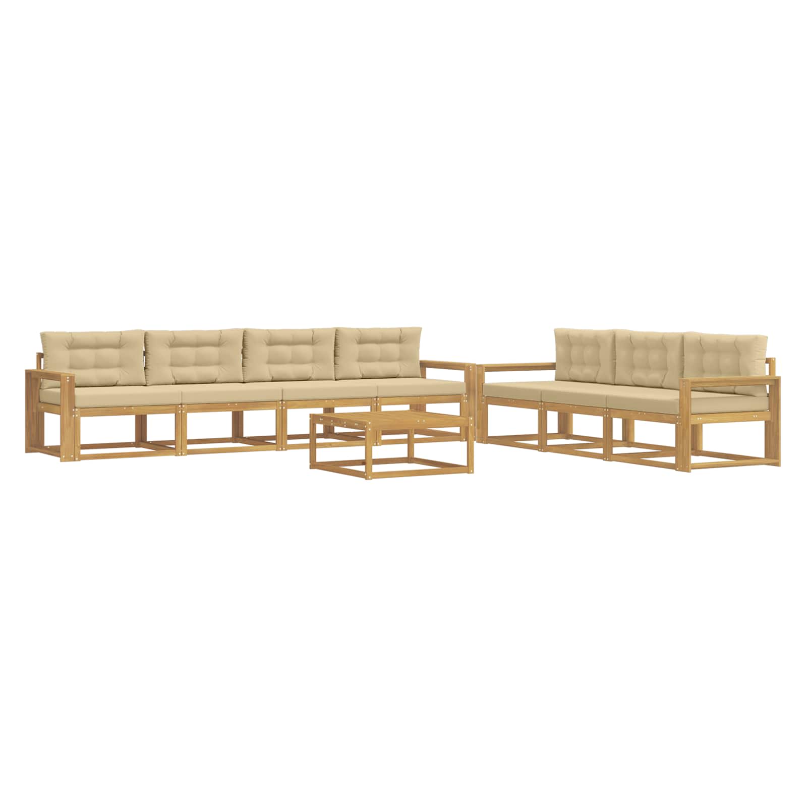 Buiten bankenset met kussen 7 pcs Wit en Beige is nu te koop bij PeponiXL, paradijselijk wonen!