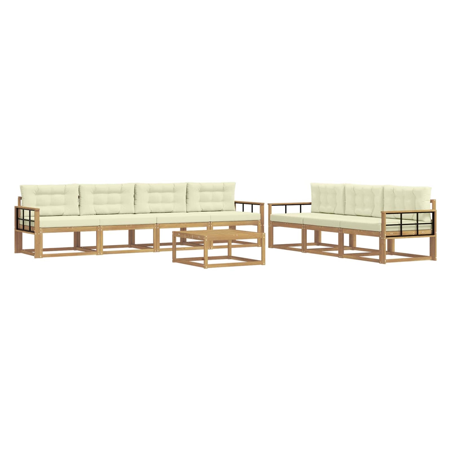 Buiten bankenset met kussen 7 pcs Wit en crèmekleurig is nu te koop bij PeponiXL, paradijselijk wonen!