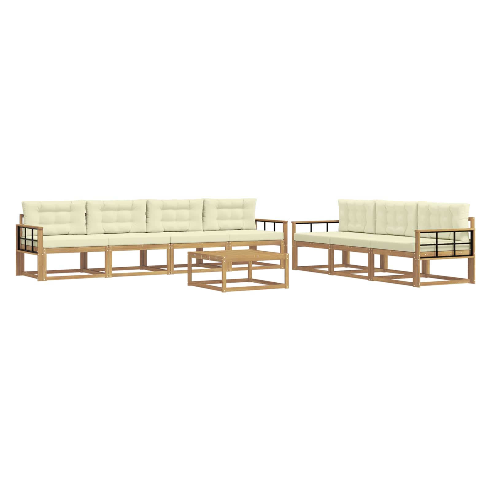 Buiten bankenset met kussen 7 pcs Wit en crèmekleurig is nu te koop bij PeponiXL, paradijselijk wonen!
