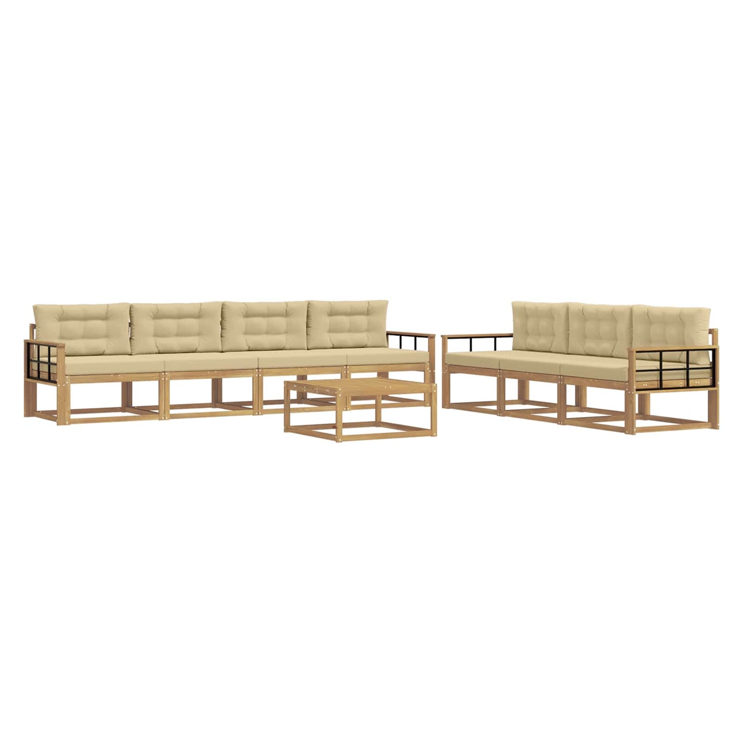 Buiten bankenset met kussen 7 pcs Wit en Beige is nu te koop bij PeponiXL, paradijselijk wonen!