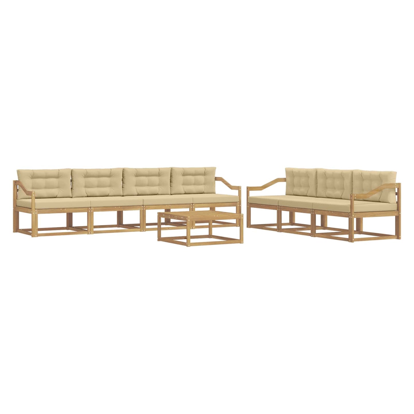 Buiten bankenset met kussen 7 pcs Wit en Beige is nu te koop bij PeponiXL, paradijselijk wonen!
