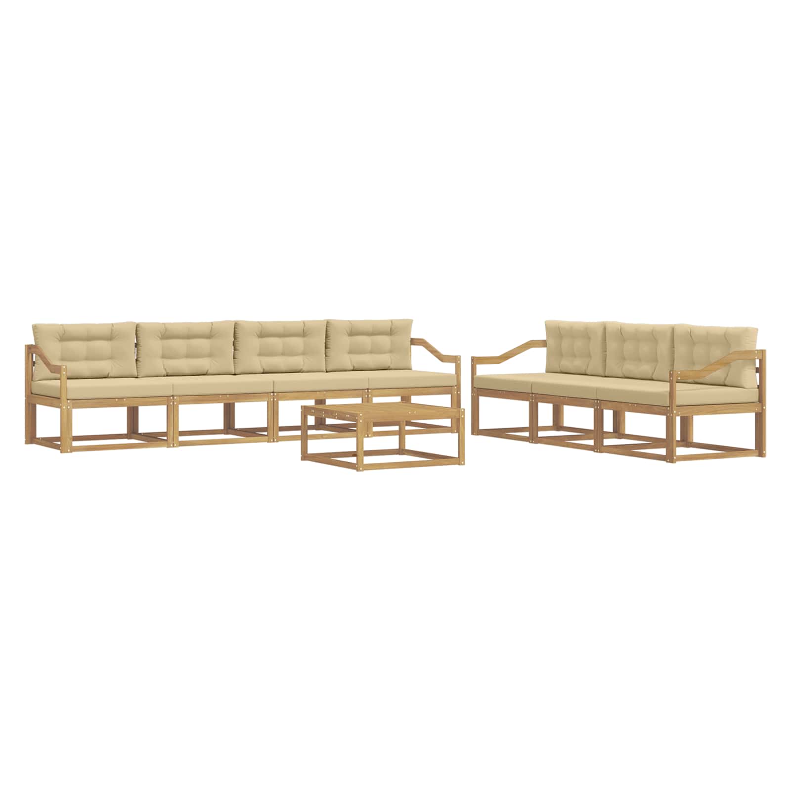 Buiten bankenset met kussen 7 pcs Wit en Beige is nu te koop bij PeponiXL, paradijselijk wonen!