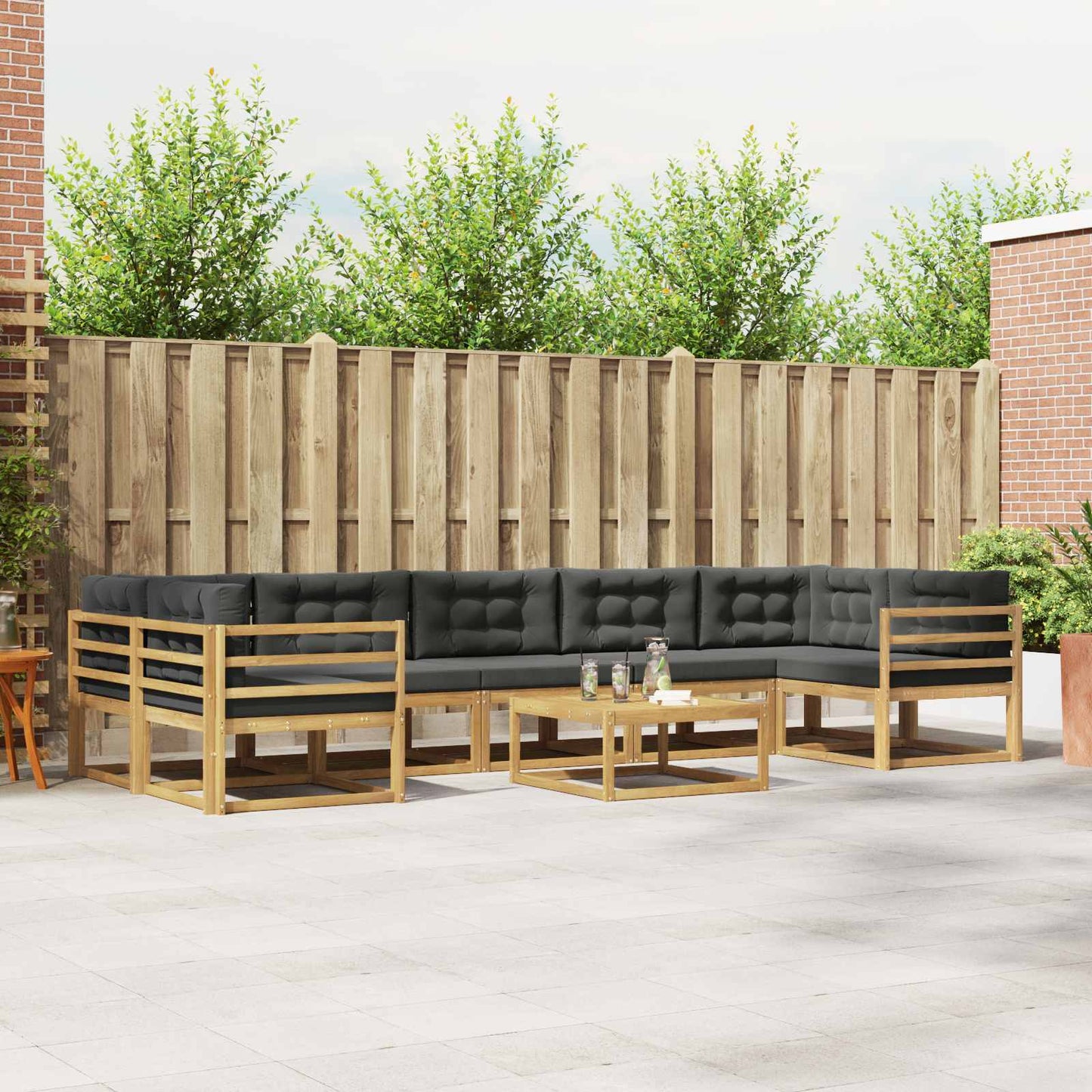 Buiten bankenset met kussen 6 pcs Wit en antracietkleurig is nu te koop bij PeponiXL, paradijselijk wonen!