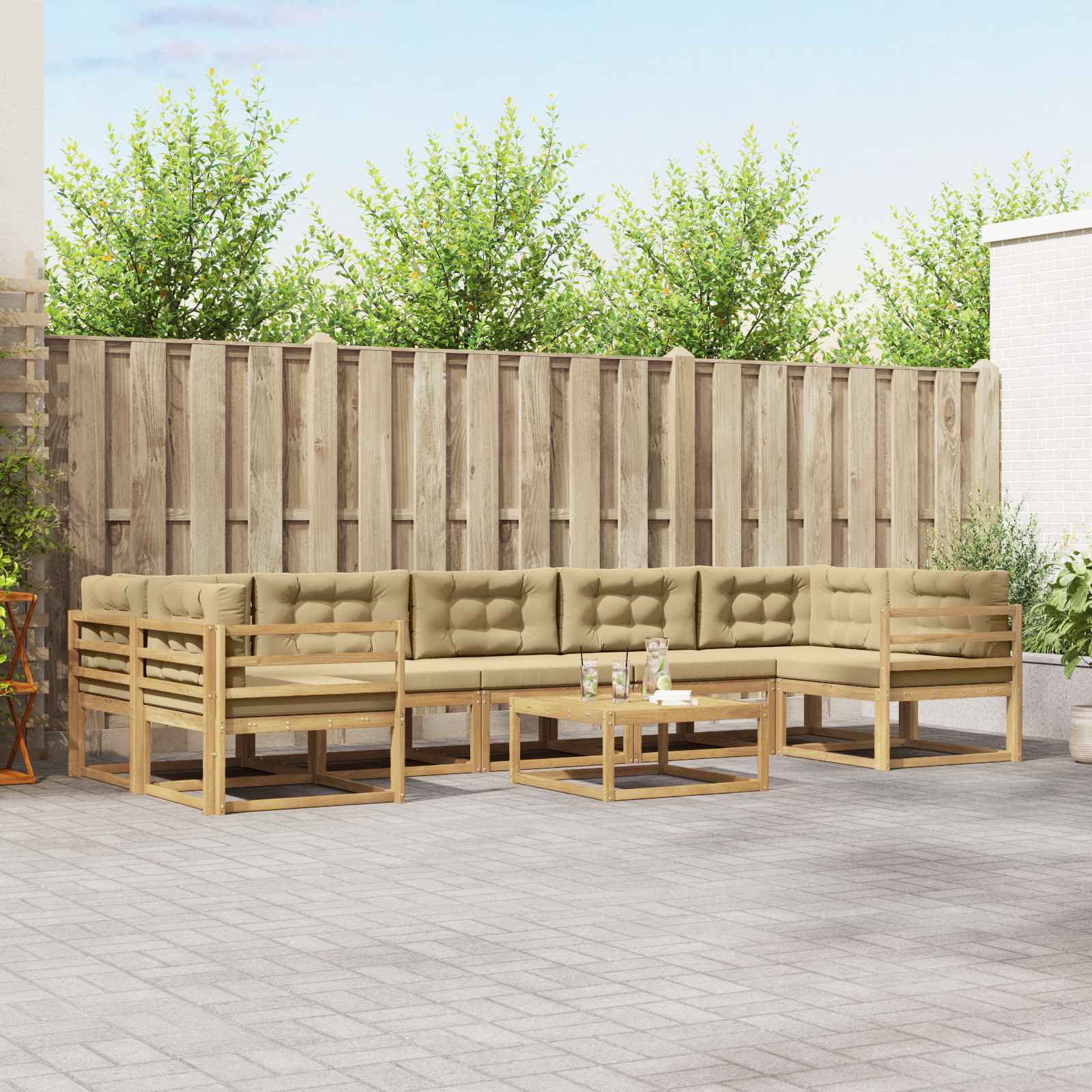 Buiten bankenset met kussen 6 pcs Wit en Beige is nu te koop bij PeponiXL, paradijselijk wonen!