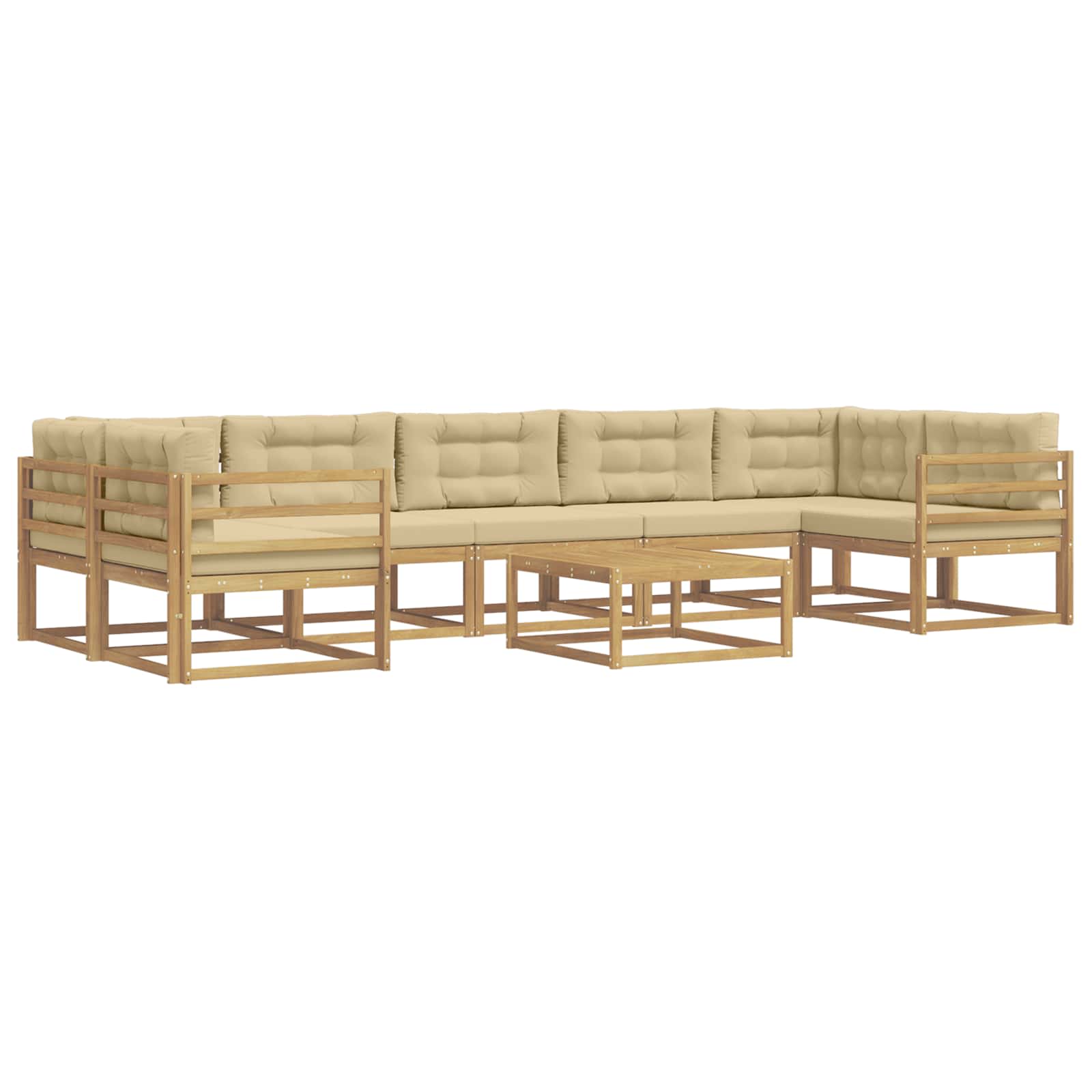 Buiten bankenset met kussen 6 pcs Wit en Beige is nu te koop bij PeponiXL, paradijselijk wonen!
