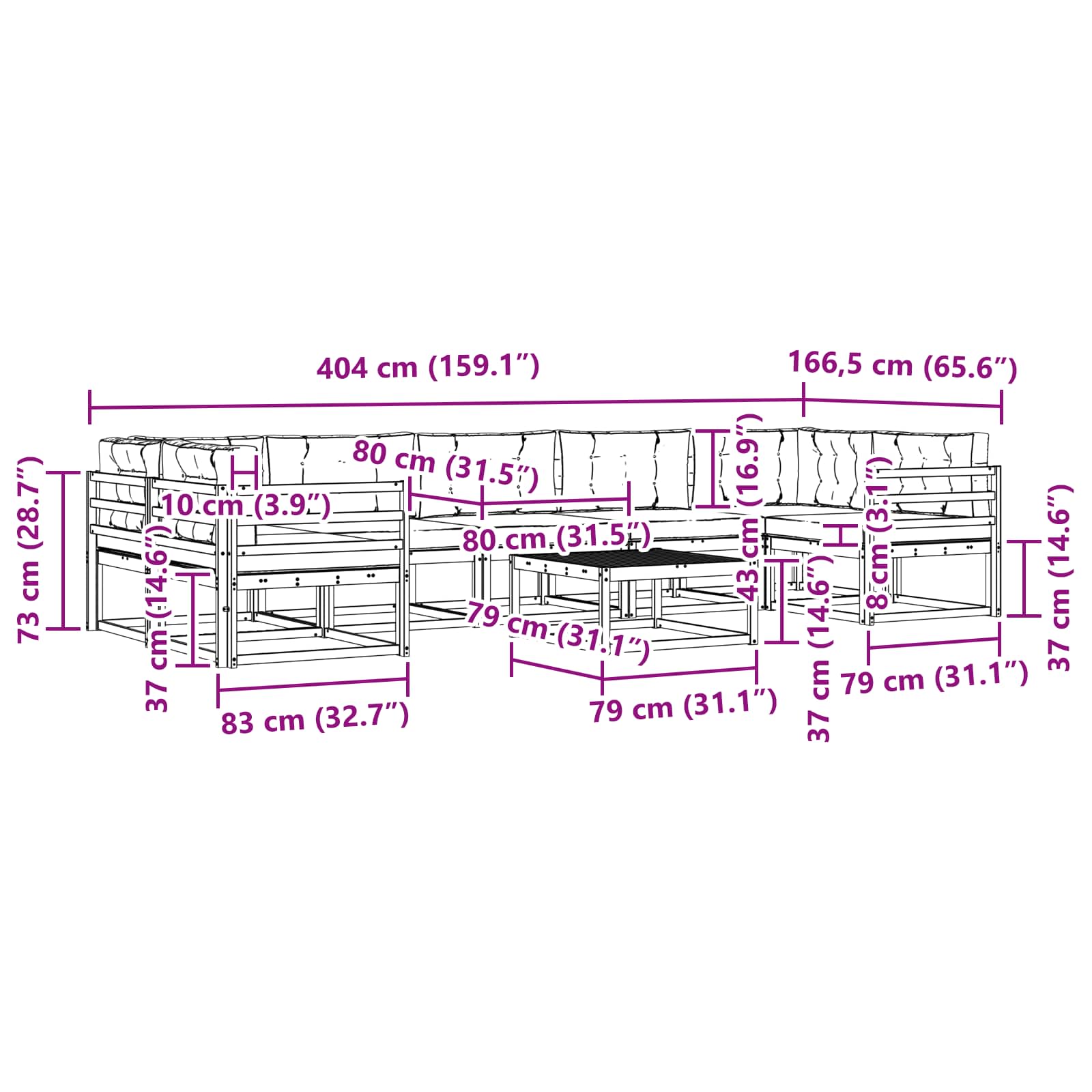 Buiten bankenset met kussen 6 pcs Wit en Beige is nu te koop bij PeponiXL, paradijselijk wonen!