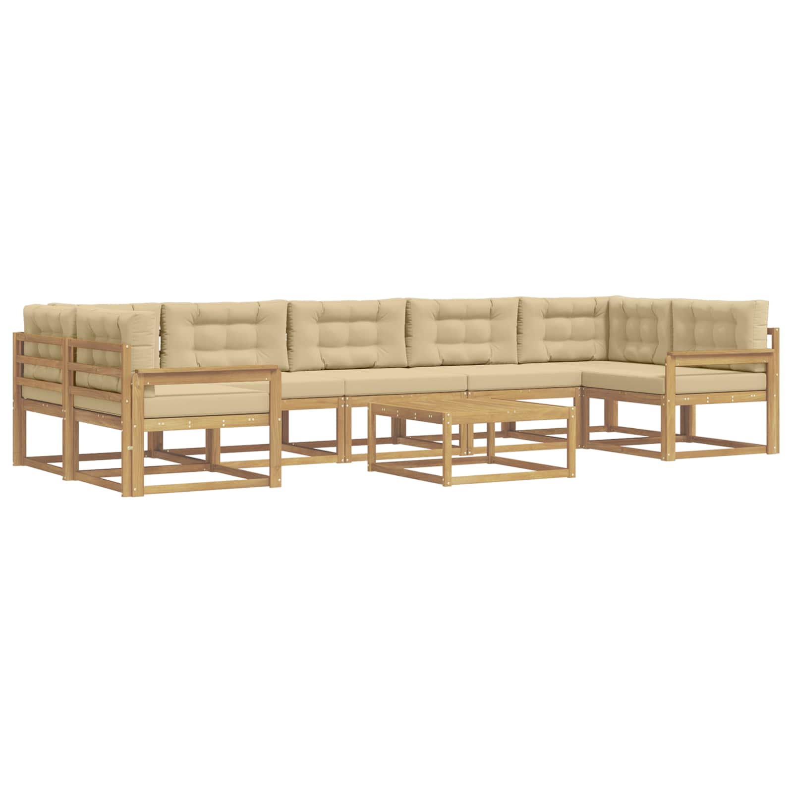 Buiten bankenset met kussen 6 pcs Wit en Beige is nu te koop bij PeponiXL, paradijselijk wonen!