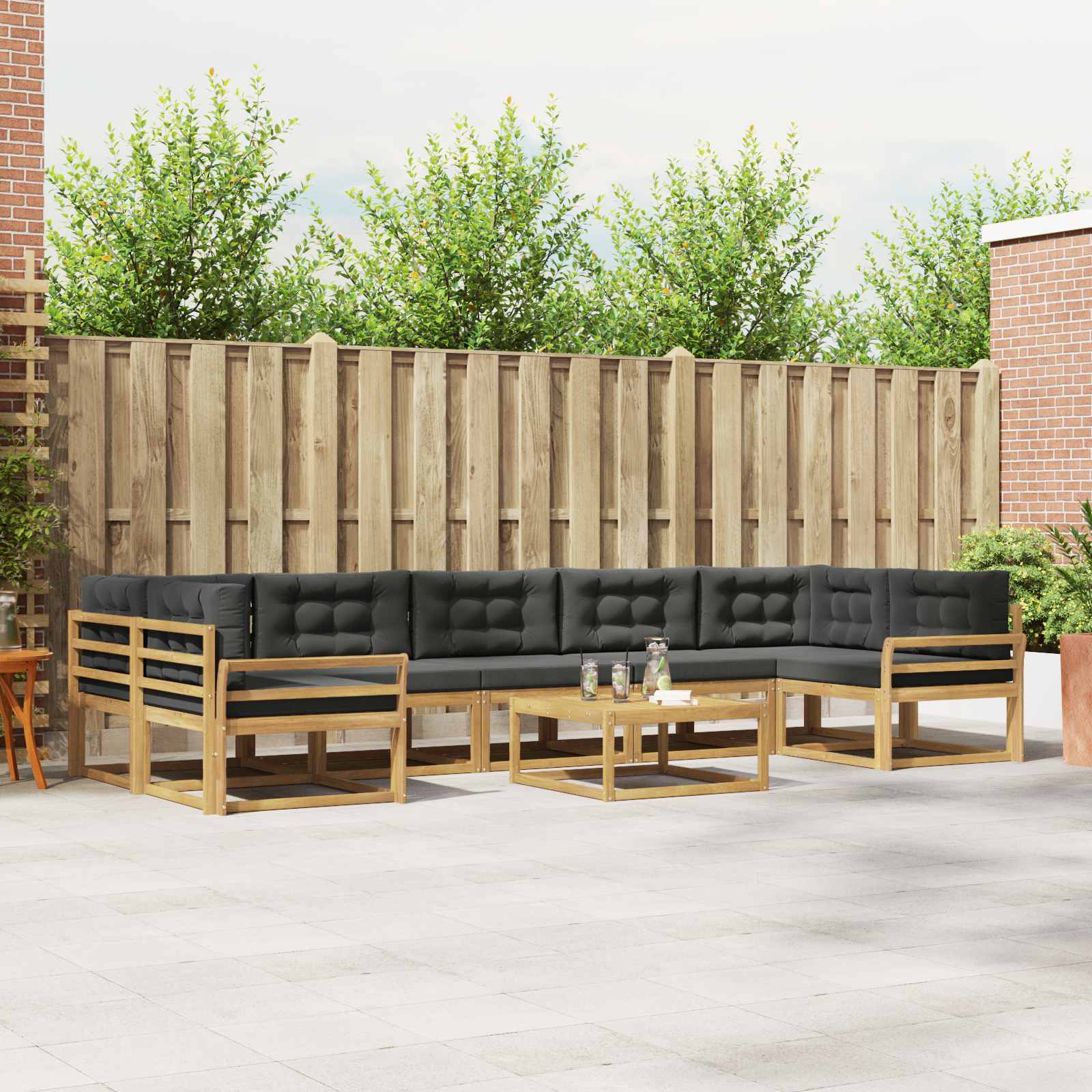 Buiten bankenset met kussen 6 pcs Wit en antracietkleurig is nu te koop bij PeponiXL, paradijselijk wonen!