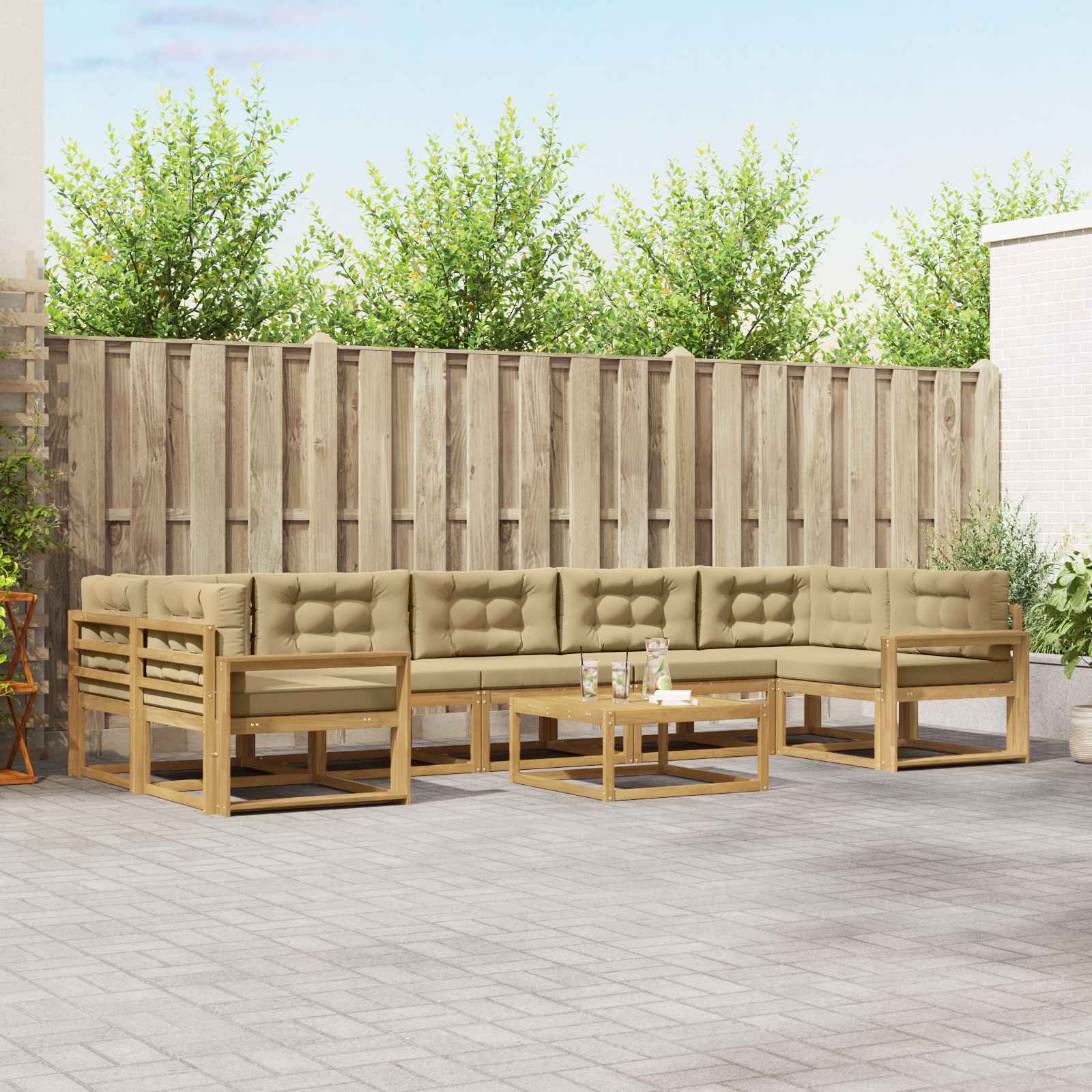 Buiten bankenset met kussen 6 pcs Wit en Beige is nu te koop bij PeponiXL, paradijselijk wonen!