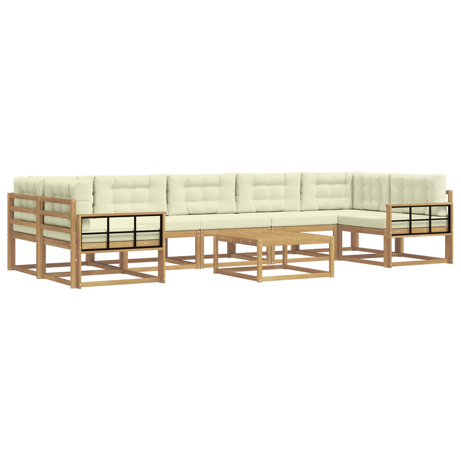 Buiten bankenset met kussen 6 pcs Wit en crèmekleurig is nu te koop bij PeponiXL, paradijselijk wonen!