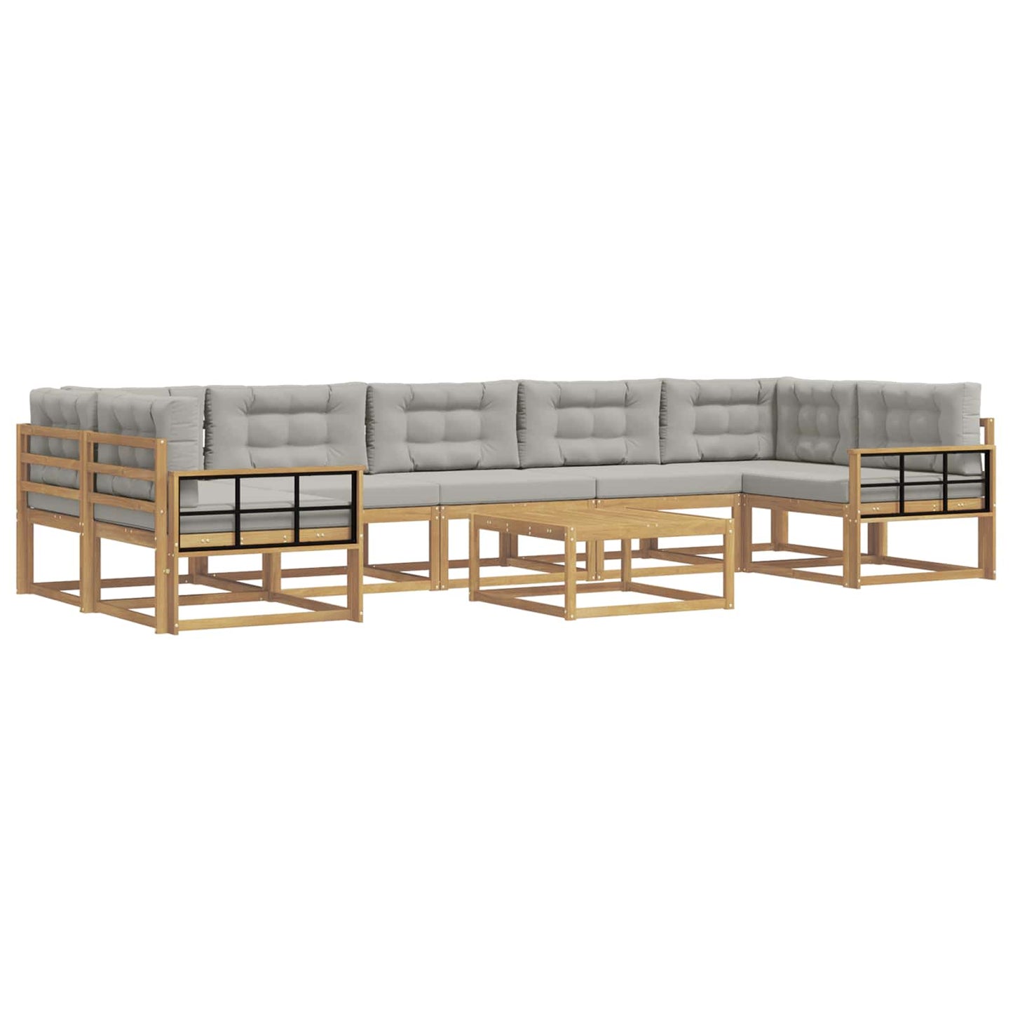 Buiten bankenset met kussen 6 pcs Wit en Lichtgrijs is nu te koop bij PeponiXL, paradijselijk wonen!