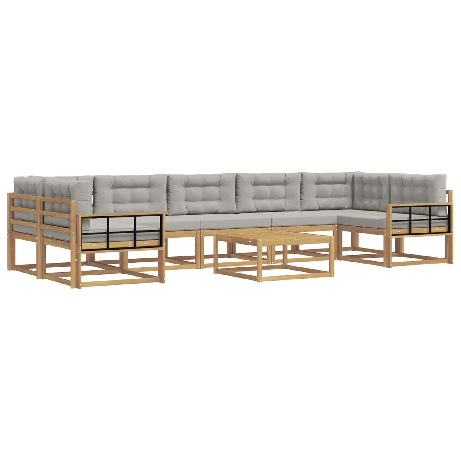 Buiten bankenset met kussen 6 pcs Wit en Lichtgrijs is nu te koop bij PeponiXL, paradijselijk wonen!