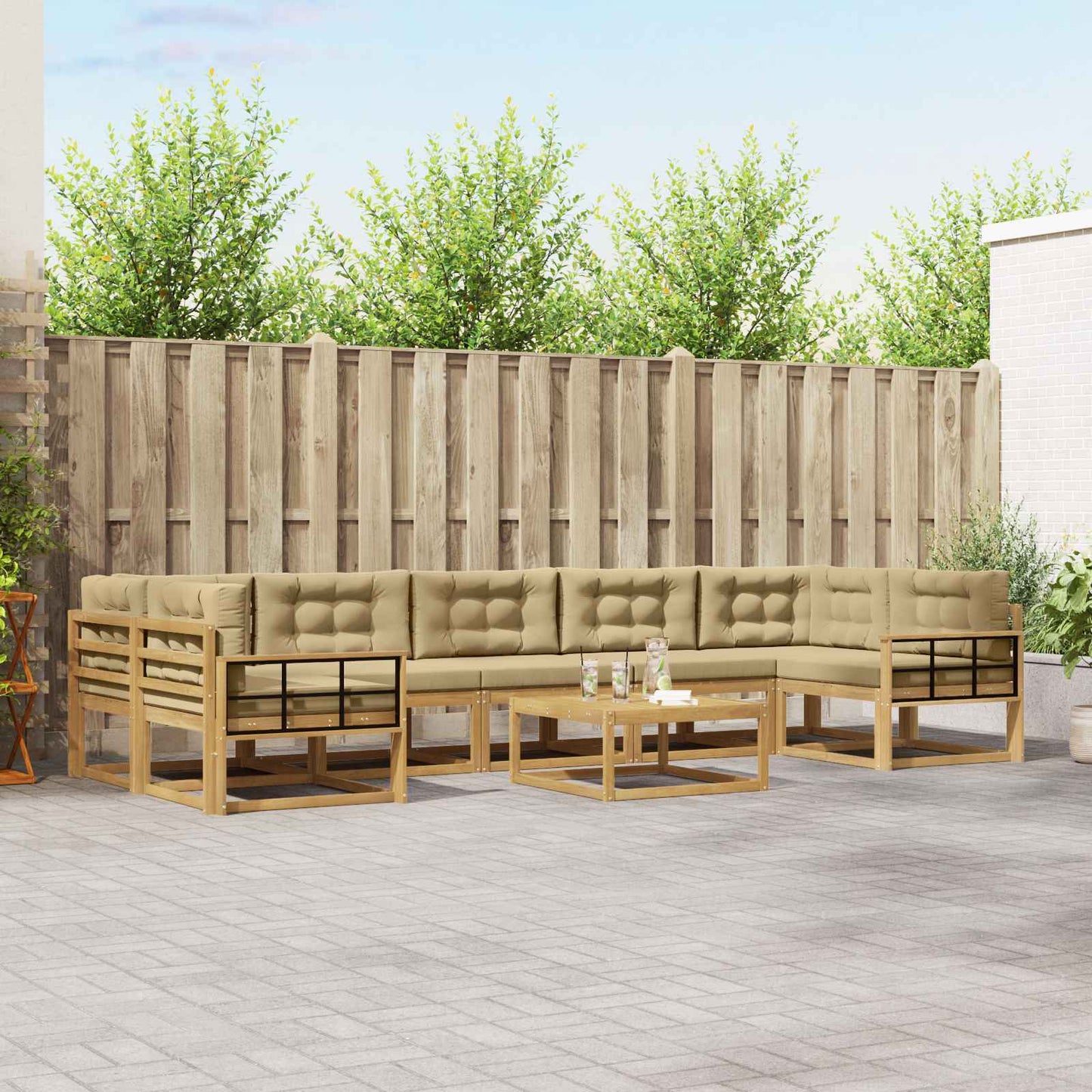 Buiten bankenset met kussen 6 pcs Wit en Beige is nu te koop bij PeponiXL, paradijselijk wonen!