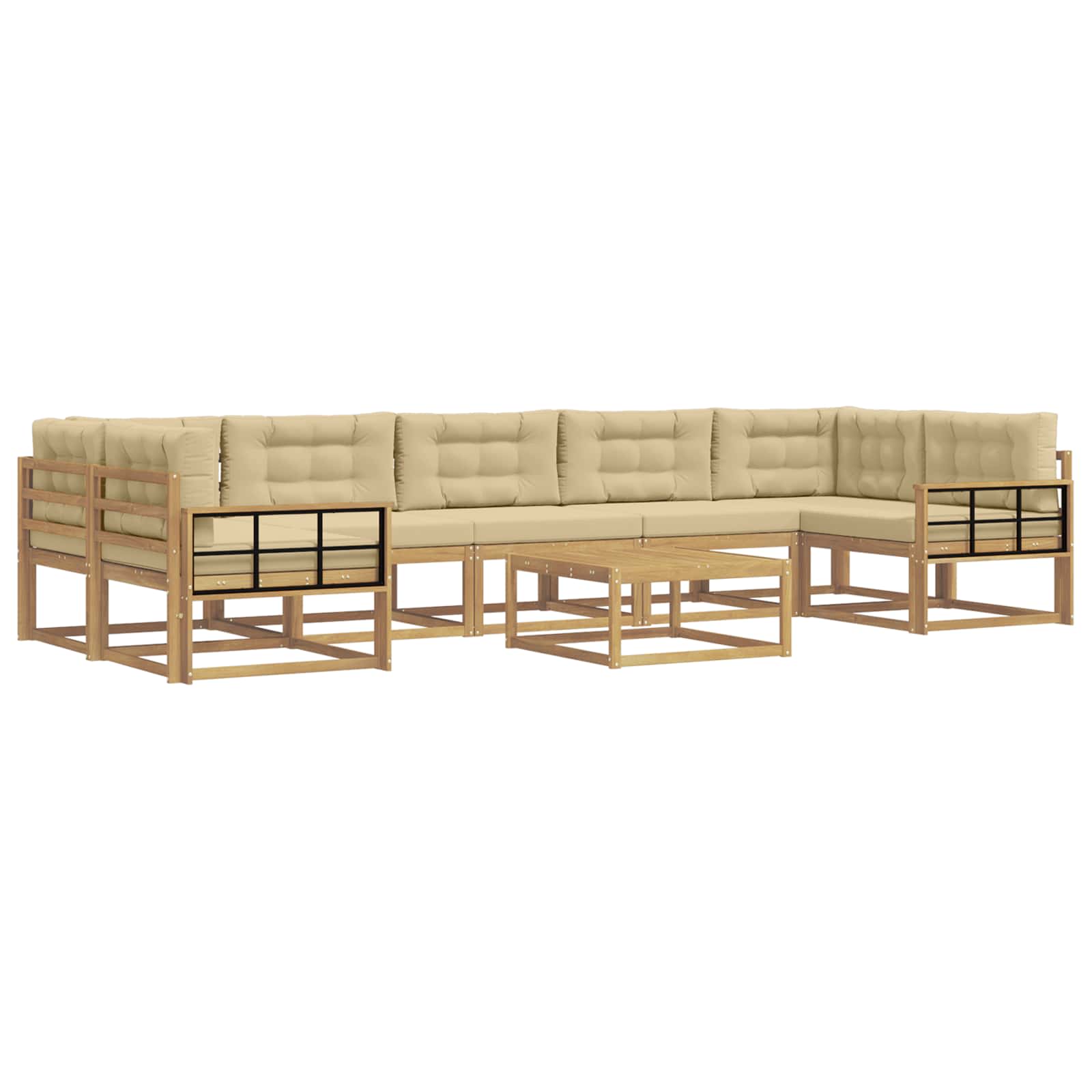 Buiten bankenset met kussen 6 pcs Wit en Beige is nu te koop bij PeponiXL, paradijselijk wonen!