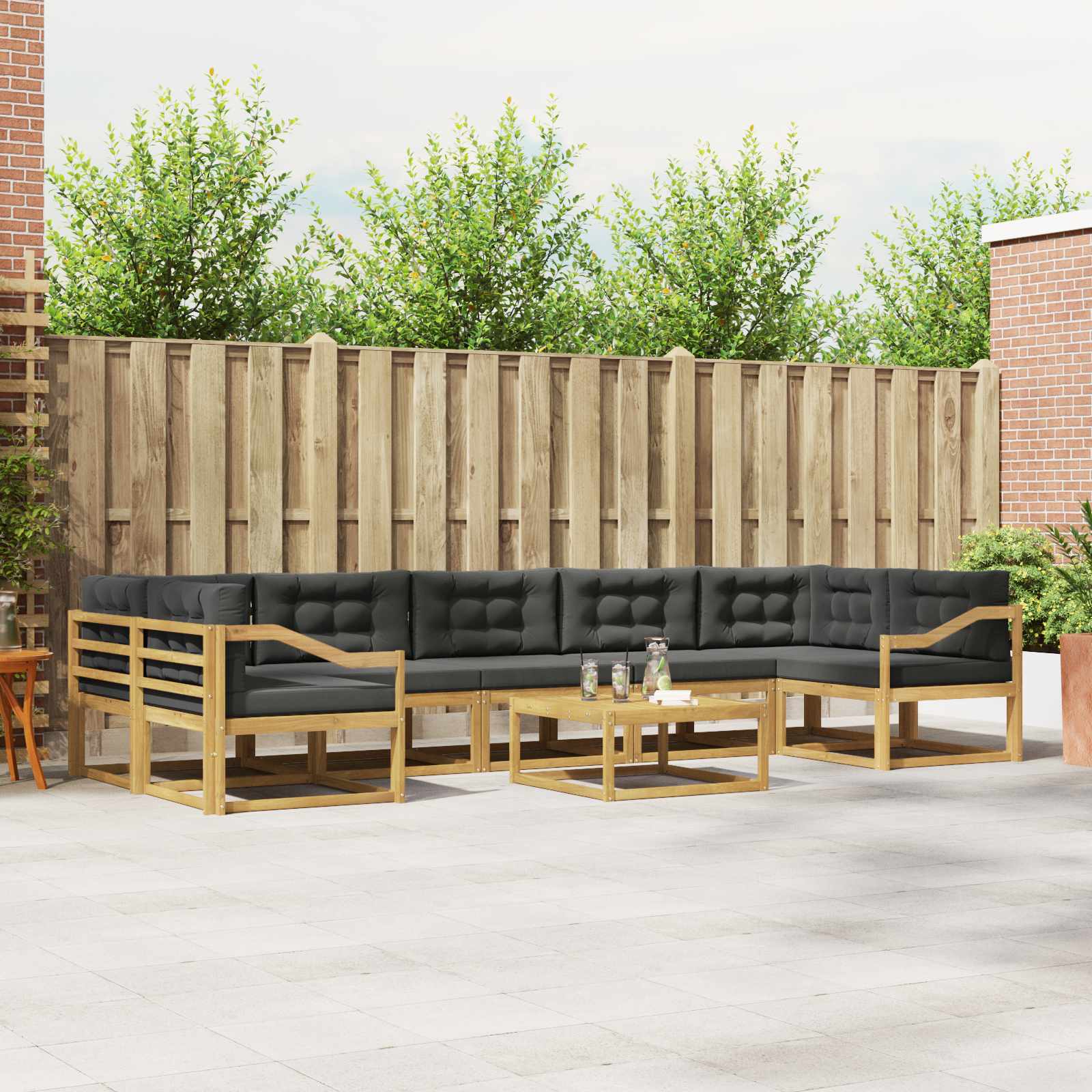 Buiten bankenset met kussen 6 pcs Wit en antracietkleurig is nu te koop bij PeponiXL, paradijselijk wonen!