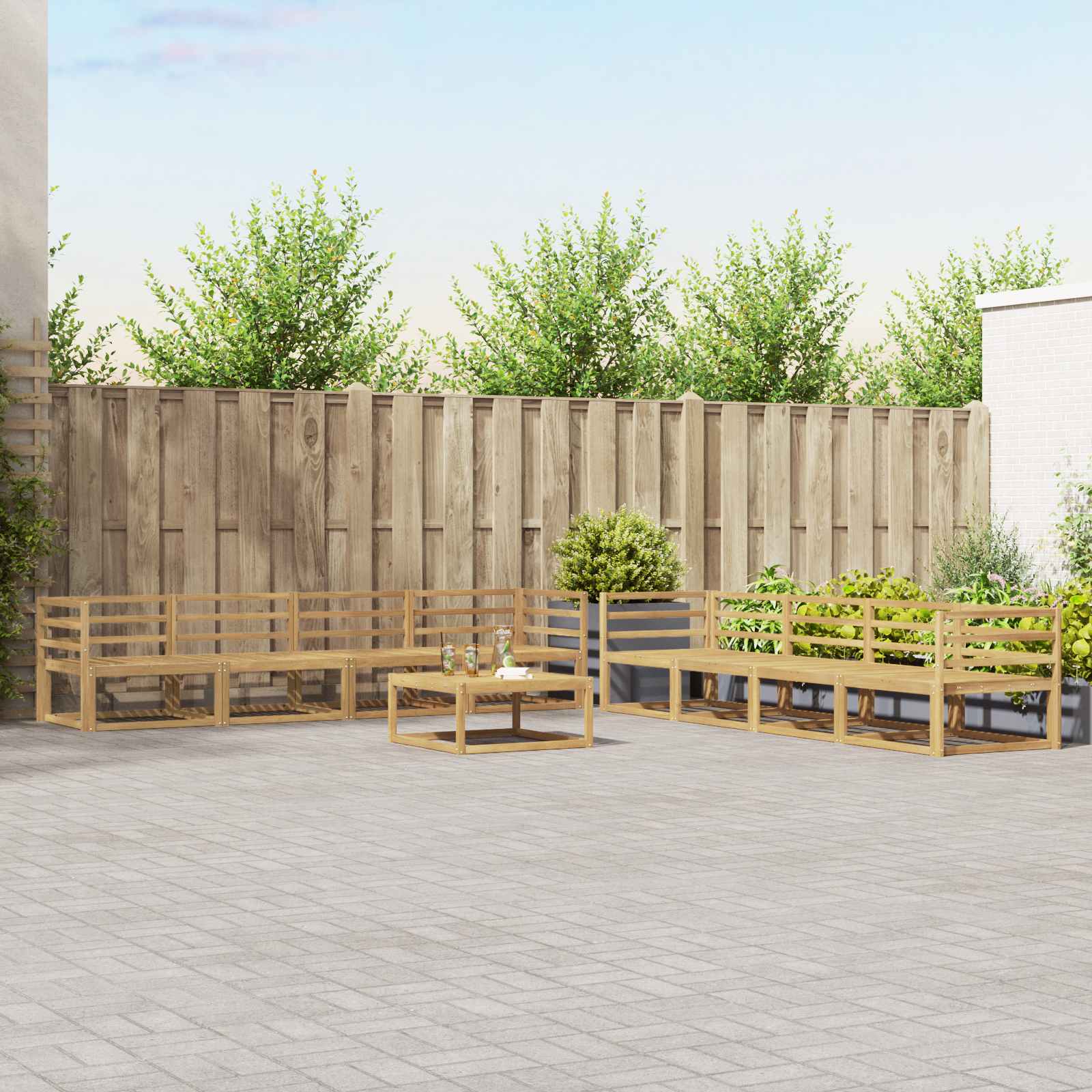 Buiten bankenset 9 pcs Wit 79 x 79 x 37 cm Massief Acaciahout is nu te koop bij PeponiXL, paradijselijk wonen!