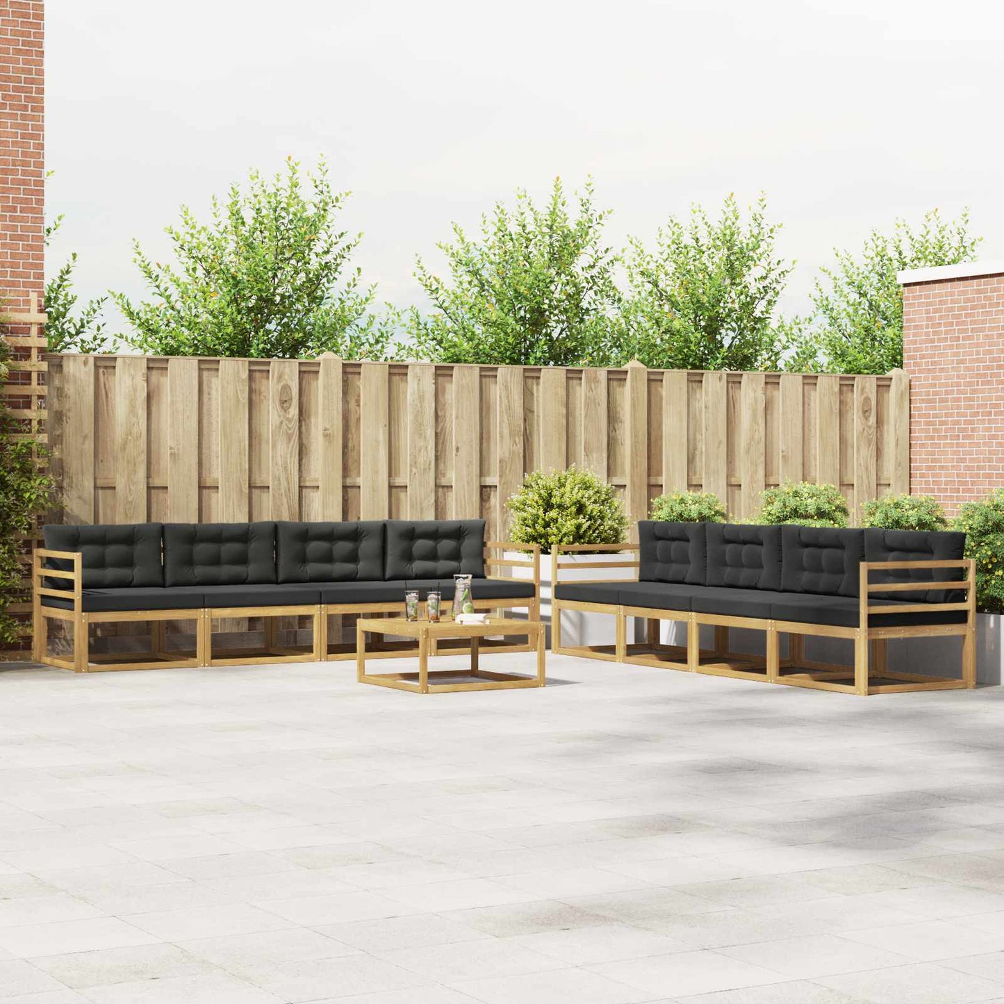 Buiten bankenset 9 pcs Wit en antracietkleurig 79 x 79 x 37 cm is nu te koop bij PeponiXL, paradijselijk wonen!