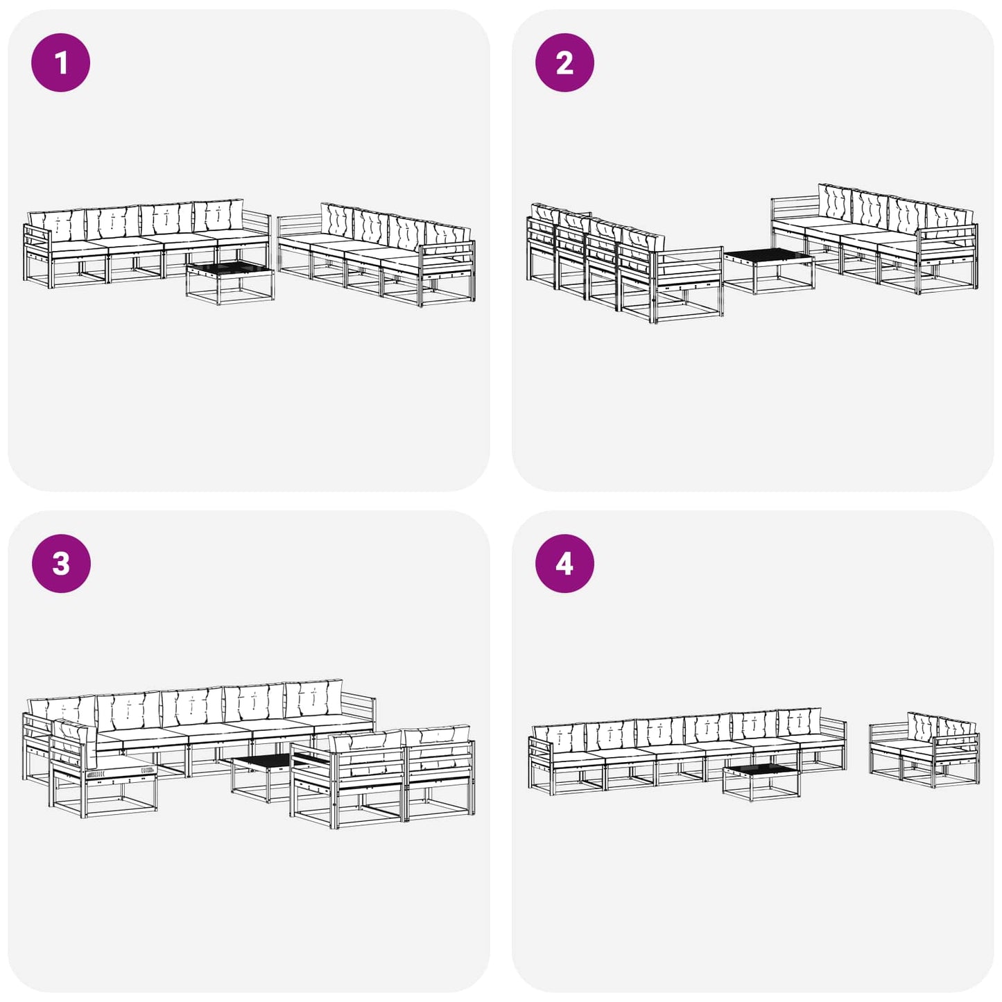 Buiten bankenset 9 pcs Wit en antracietkleurig 79 x 79 x 37 cm is nu te koop bij PeponiXL, paradijselijk wonen!