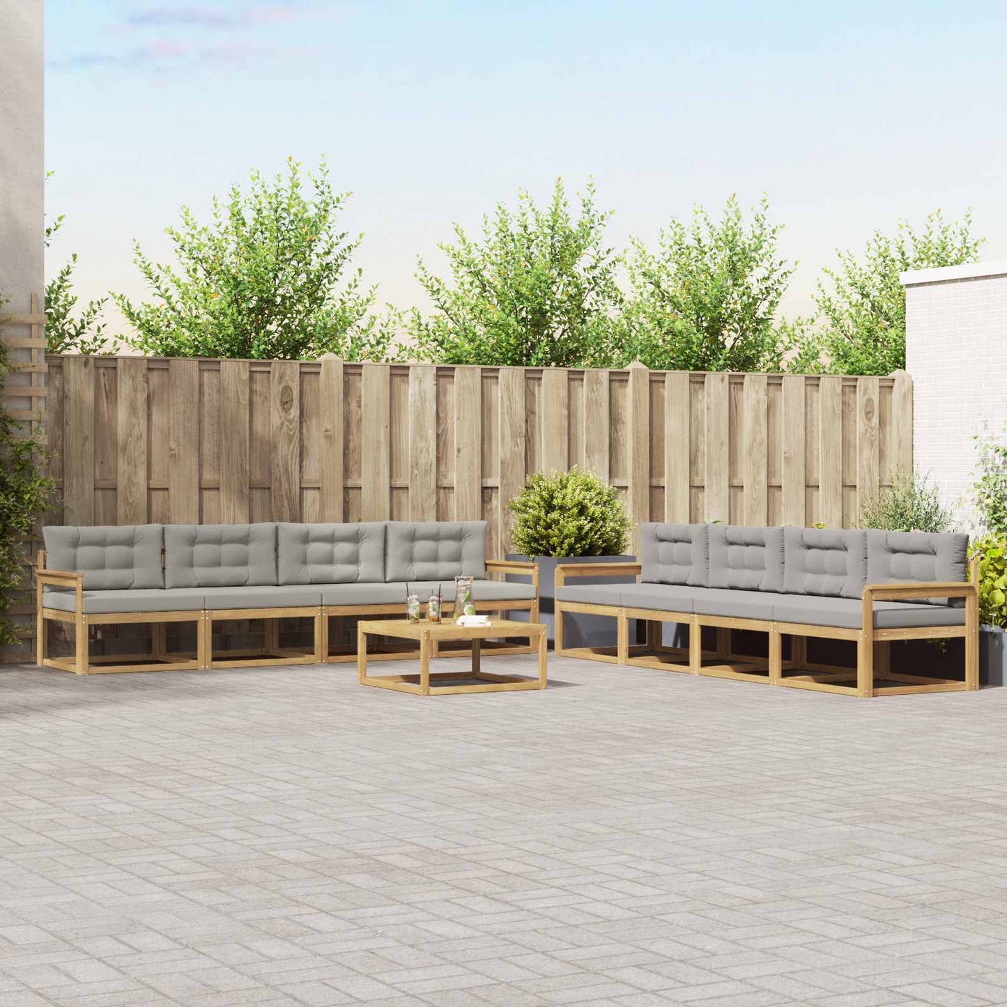 Buiten bankenset 9 pcs Wit en Lichtgrijs 79 x 79 x 37 cm is nu te koop bij PeponiXL, paradijselijk wonen!