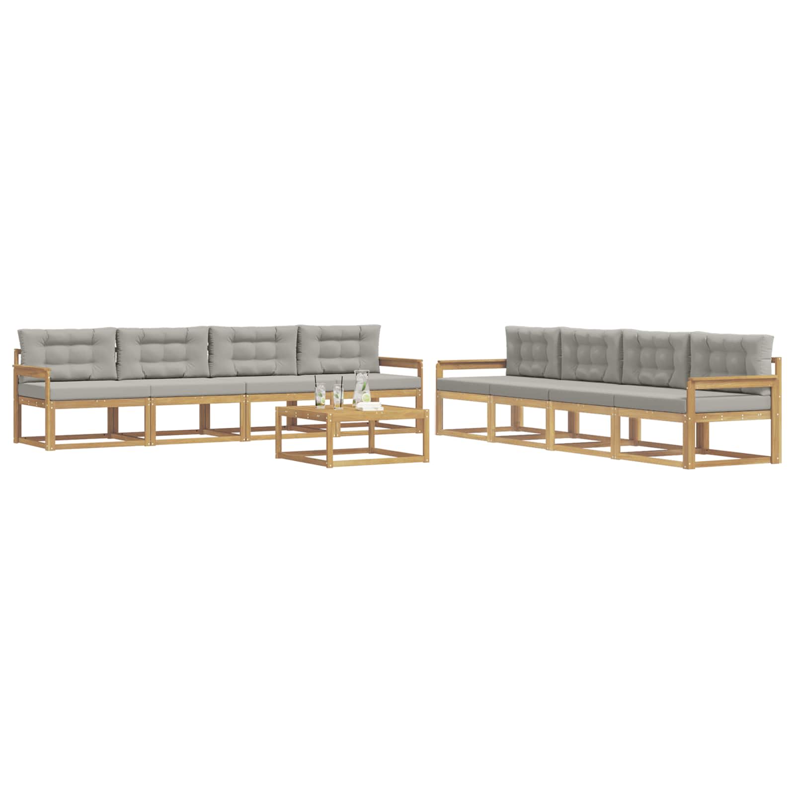 Buiten bankenset 9 pcs Wit en Lichtgrijs 79 x 79 x 37 cm is nu te koop bij PeponiXL, paradijselijk wonen!