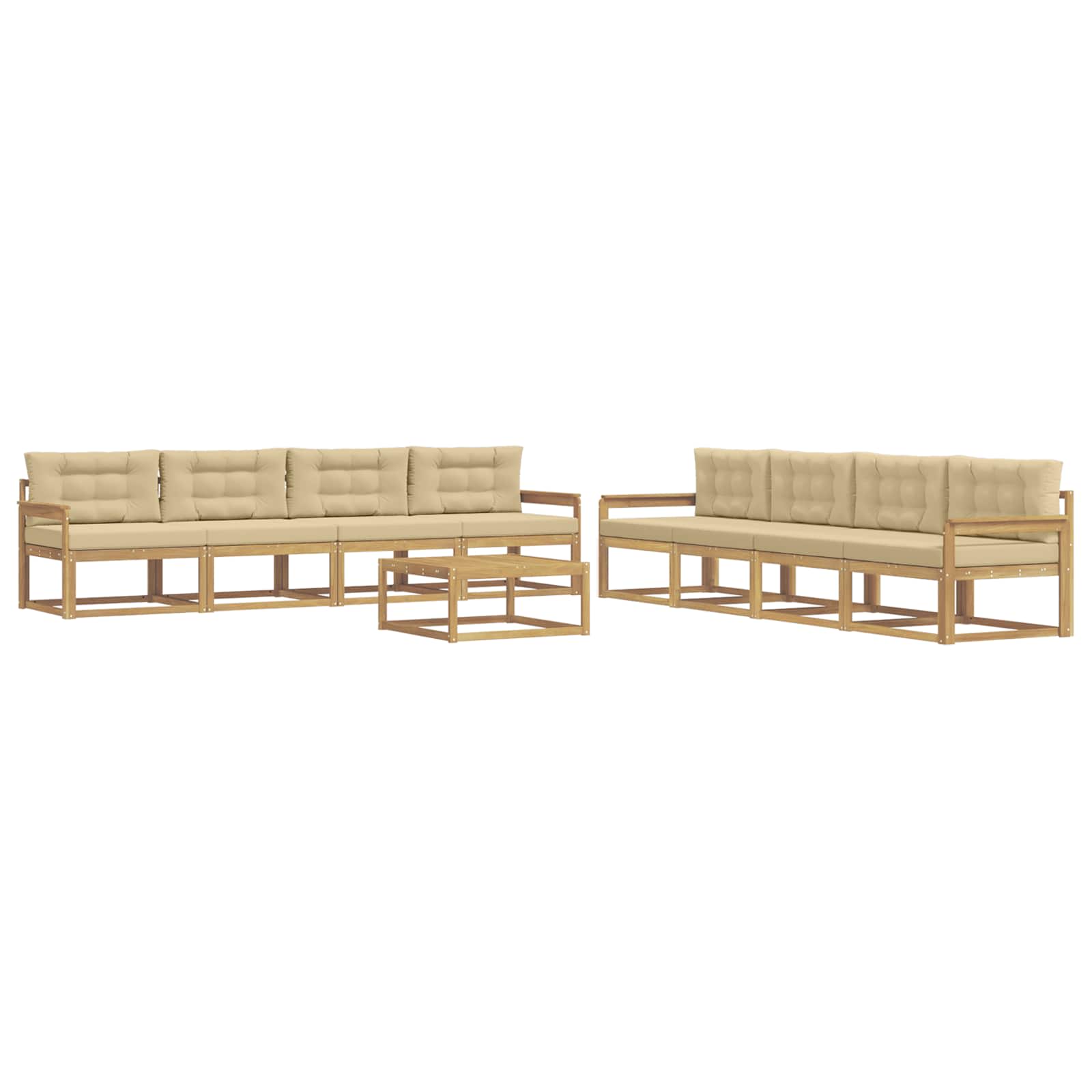 Buiten bankenset 9 pcs Wit en Beige 79 x 79 x 37 cm Polyester is nu te koop bij PeponiXL, paradijselijk wonen!