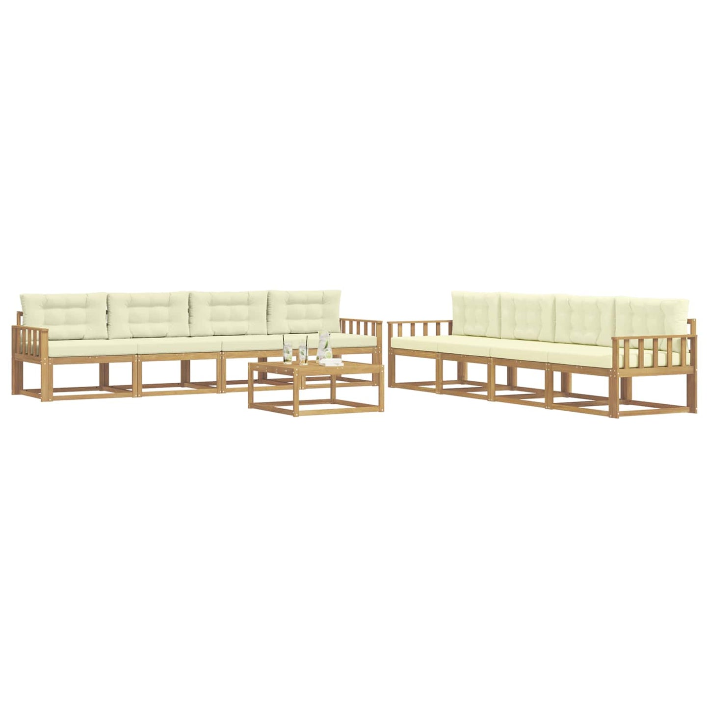 Buiten bankenset 9 pcs Wit en crèmekleurig 79 x 79 x 37 cm is nu te koop bij PeponiXL, paradijselijk wonen!